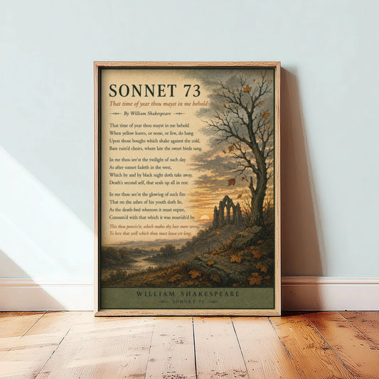 Shakespeare Sonnet 73 Art Print - That Time of Year - Poem Poster Illustration - Autumn Literary Wall Art 1/3