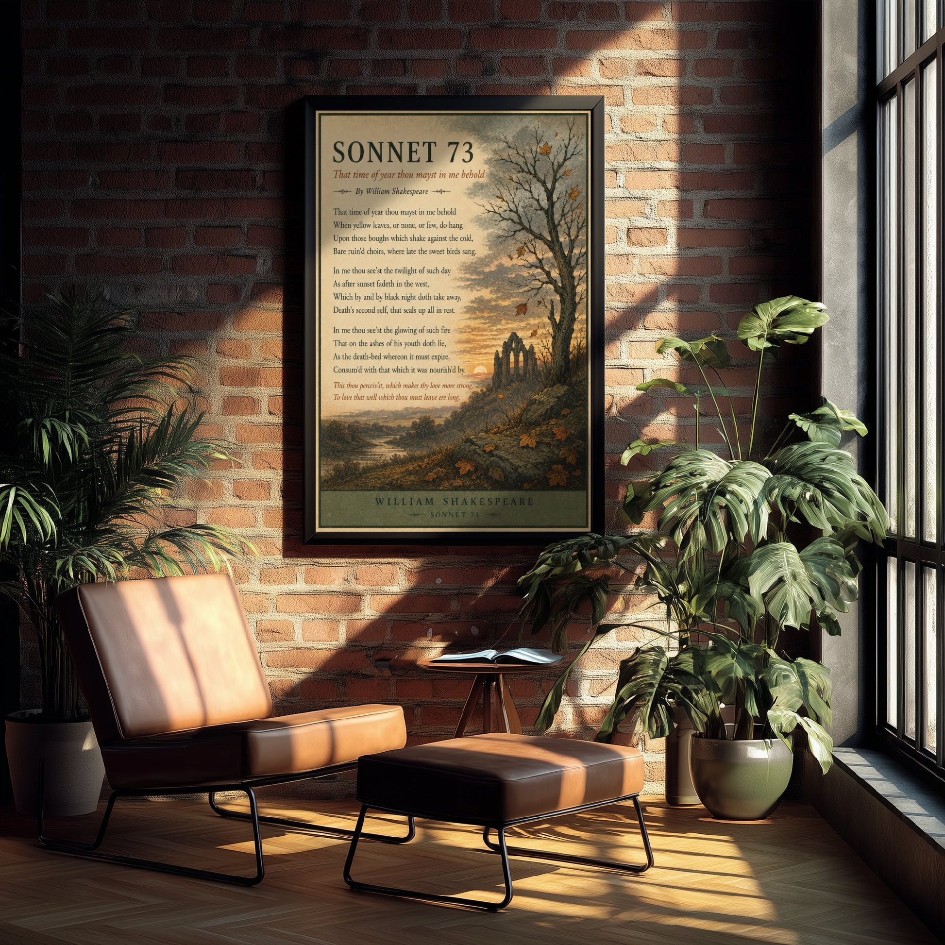 Shakespeare Sonnet 73 Art Print - That Time of Year - Poem Poster Illustration - Autumn Literary Wall Art 1/3