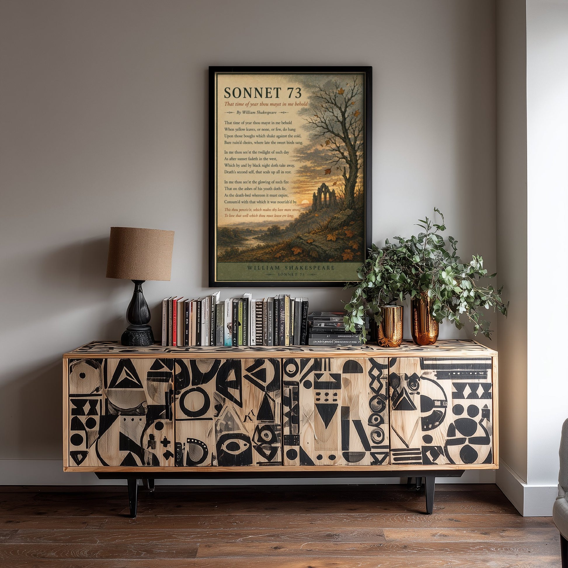 Shakespeare Sonnet 73 Art Print - That Time of Year - Poem Poster Illustration - Autumn Literary Wall Art 1/3