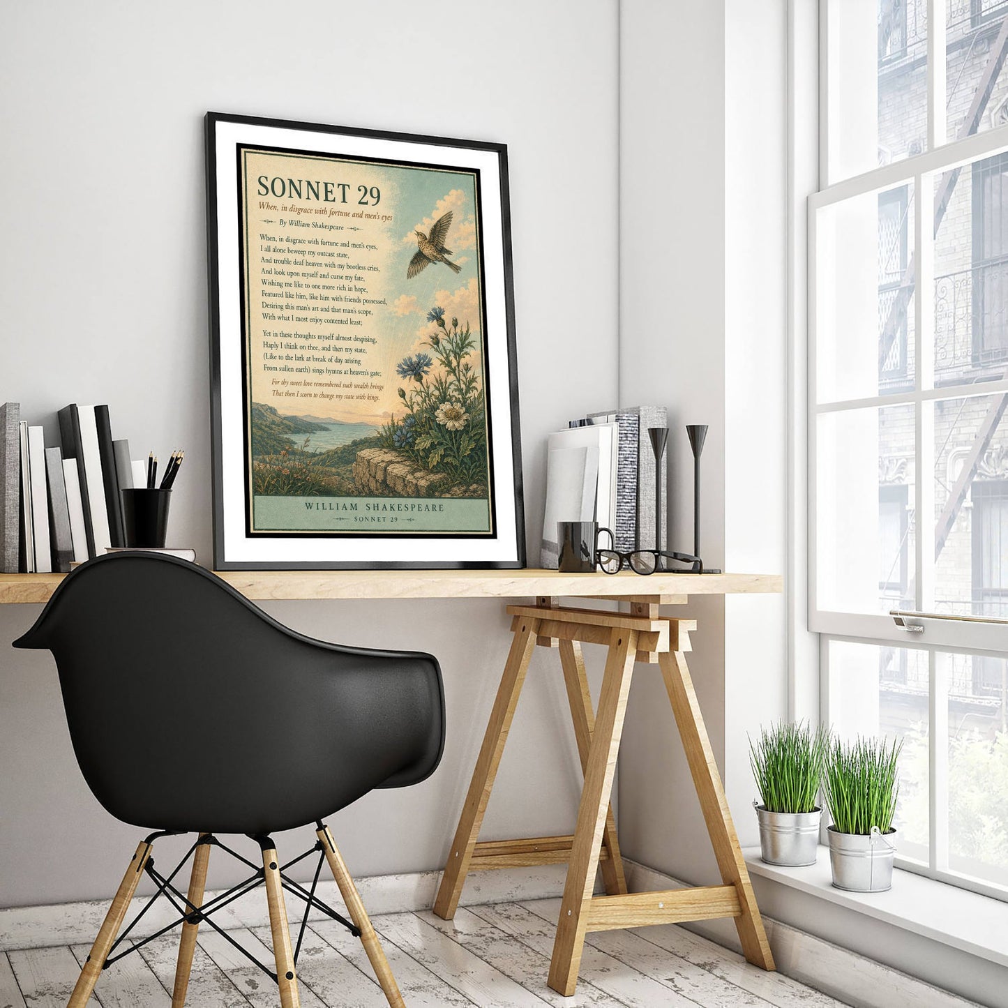 Shakespeare Sonnet 29 Art Print - When in Disgrace With Fortune - Poem Poster Illustration - Wall Art 3/3