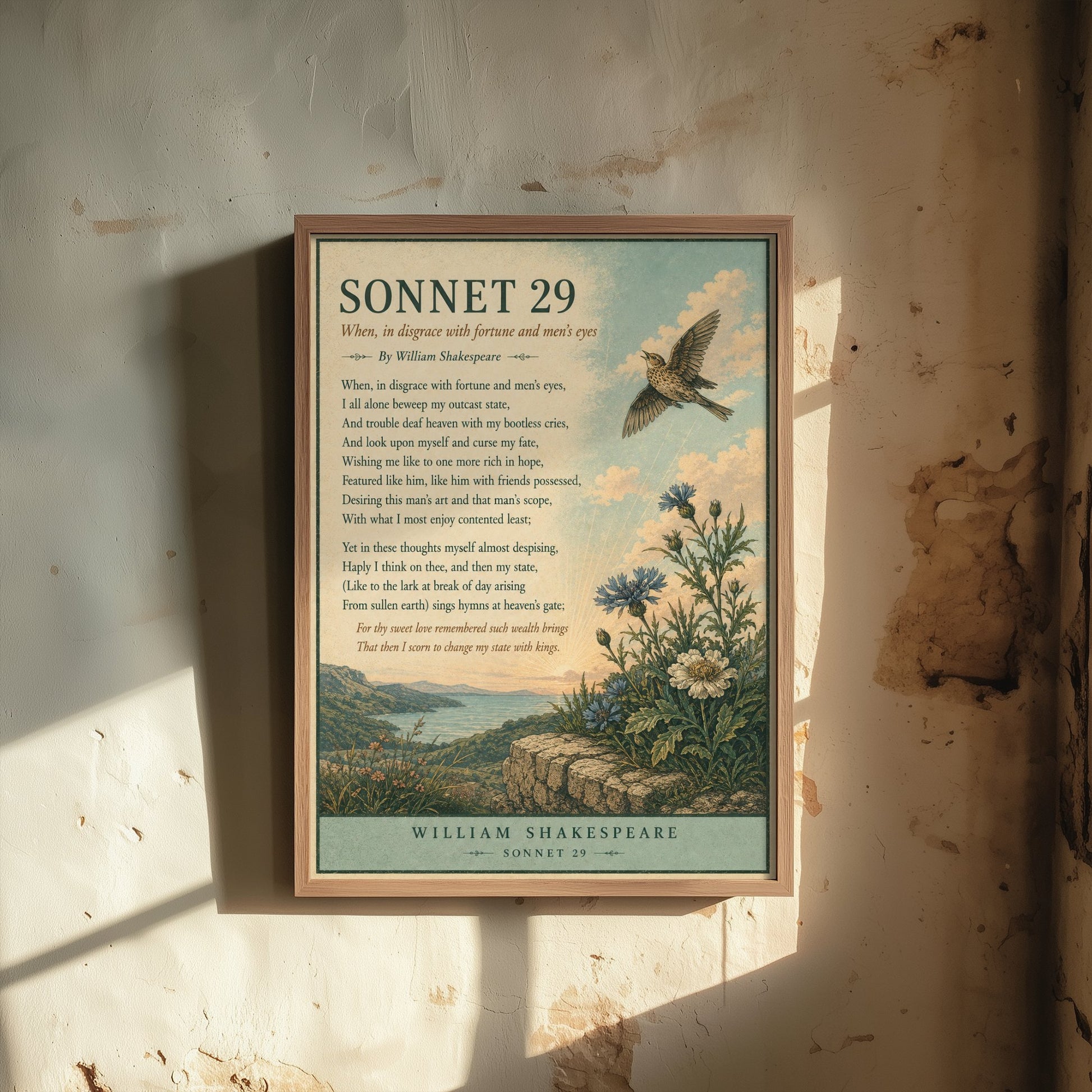 Shakespeare Sonnet 29 Art Print - When in Disgrace With Fortune - Poem Poster Illustration - Wall Art 3/3