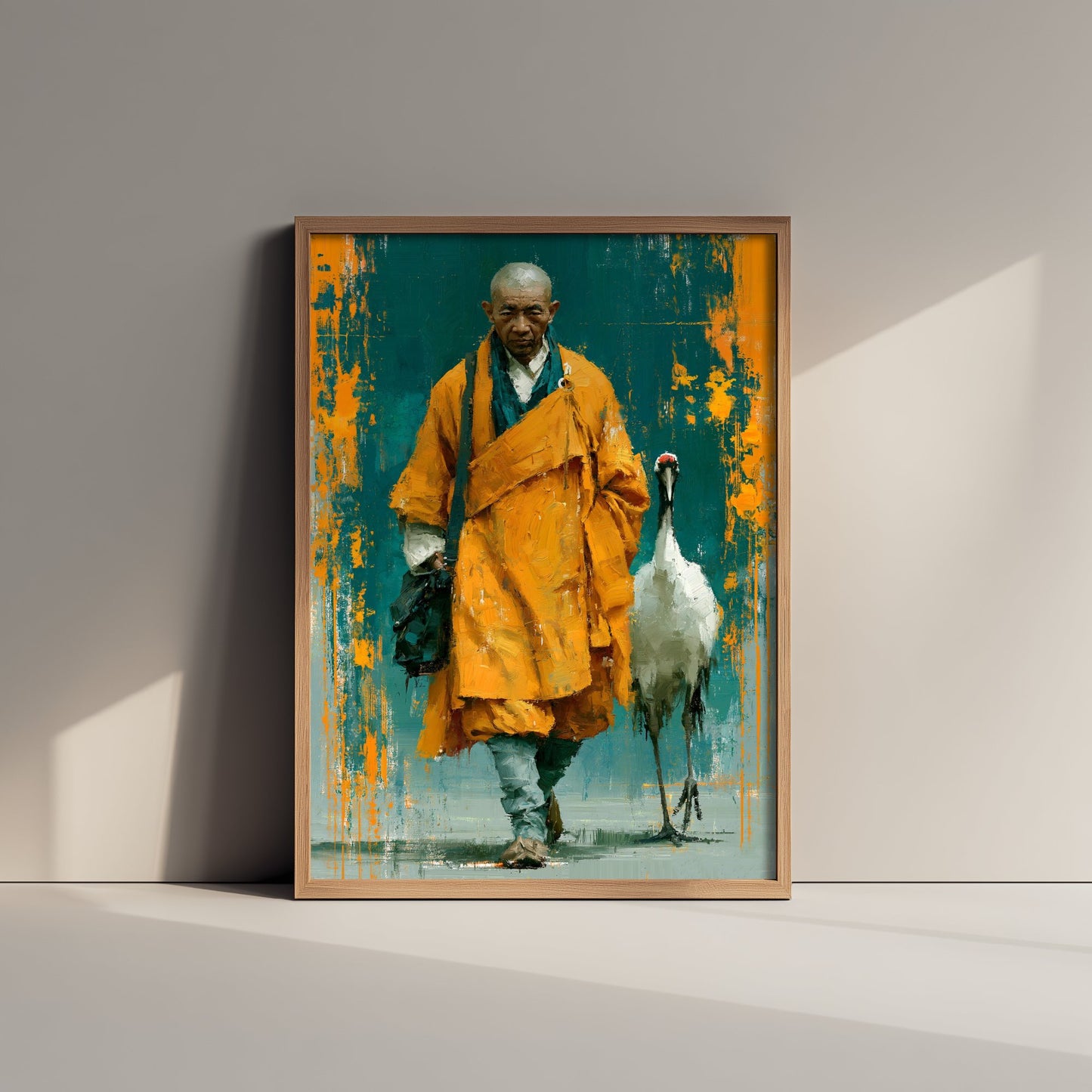 Shaolin Monk Art Print - Crane Painting - Zen Buddhist Poster