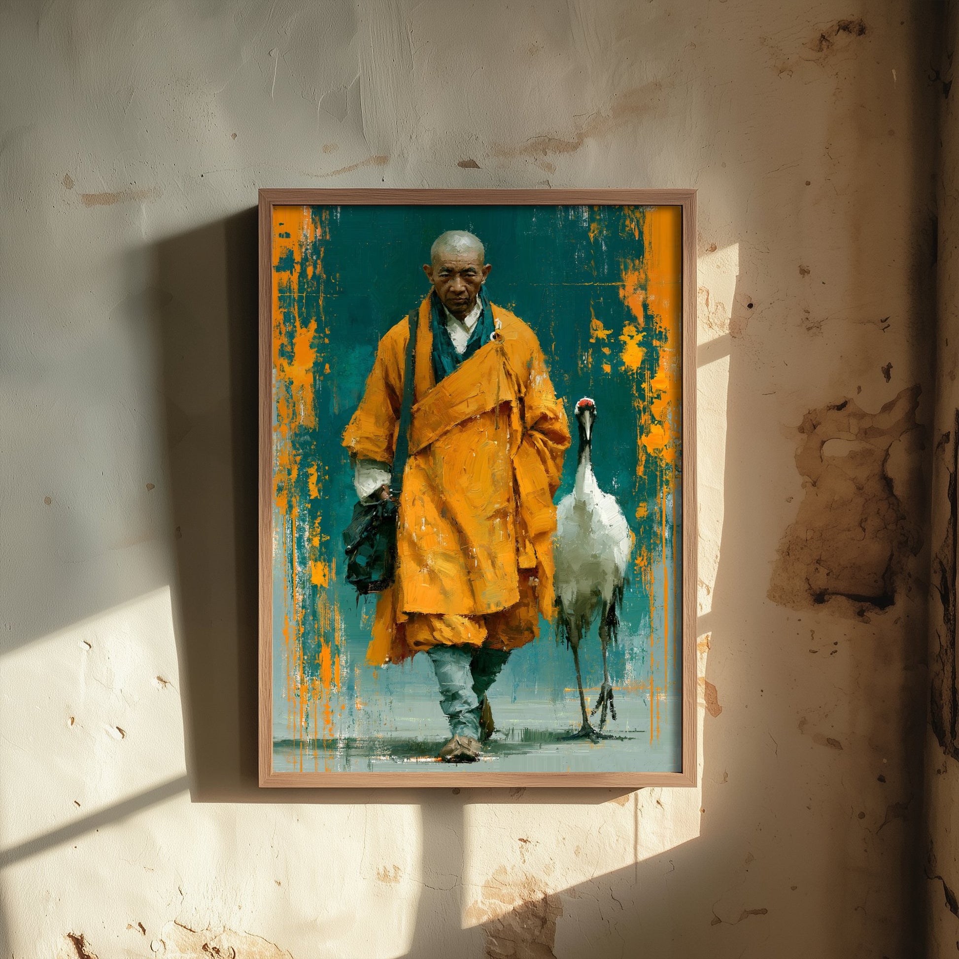 Shaolin Monk Art Print - Crane Painting - Zen Buddhist Poster