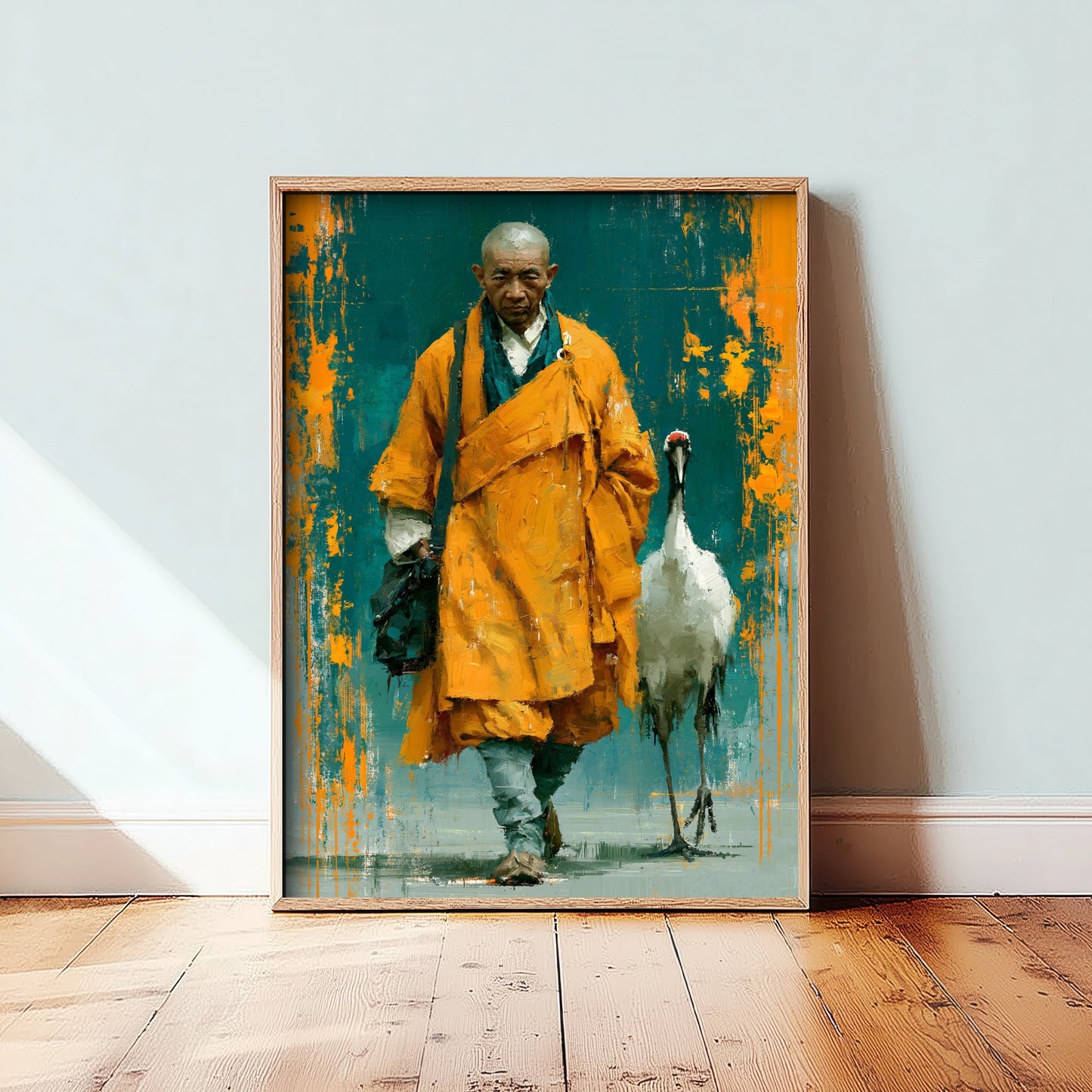 Shaolin Monk Art Print - Crane Painting - Zen Buddhist Poster