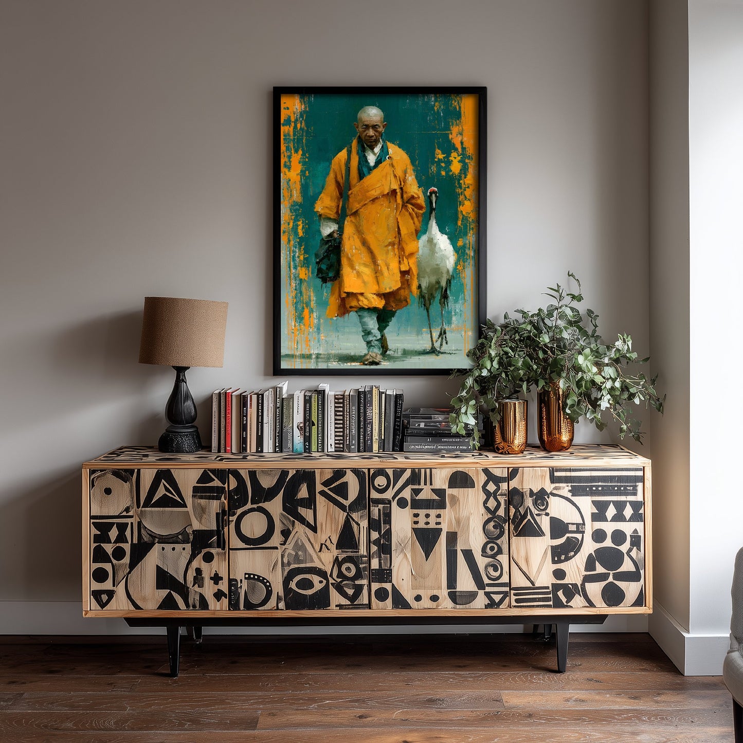 Shaolin Monk Art Print - Crane Painting - Zen Buddhist Poster