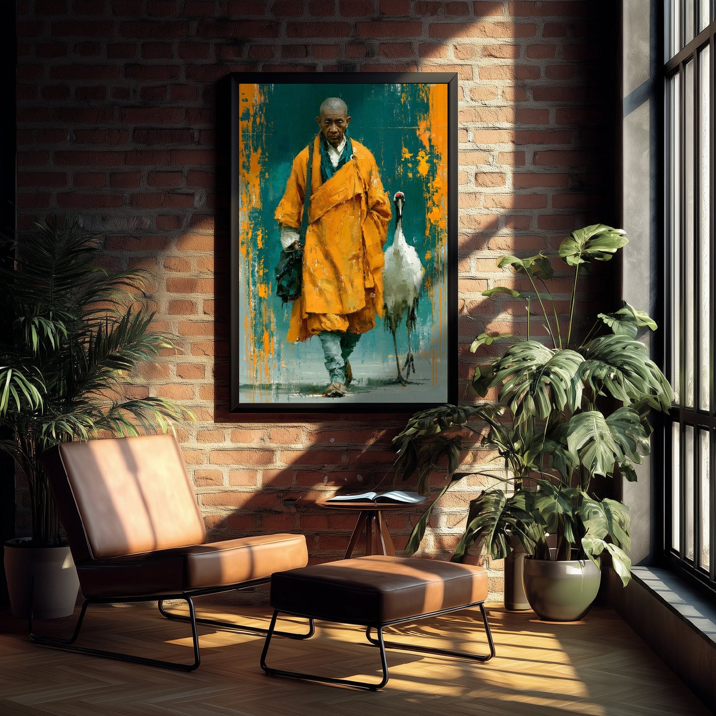 Shaolin Monk Art Print - Crane Painting - Zen Buddhist Poster