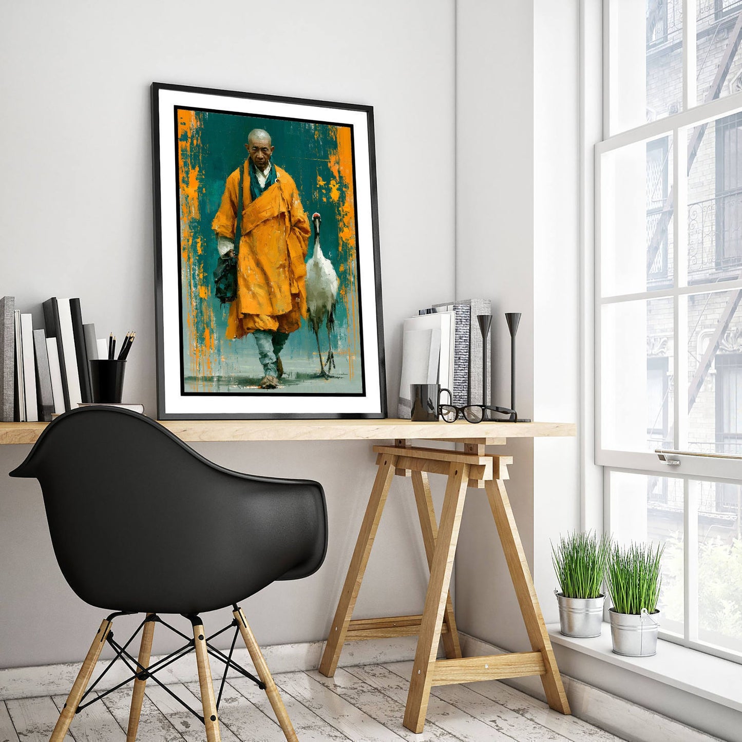 Shaolin Monk Art Print - Crane Painting - Zen Buddhist Poster