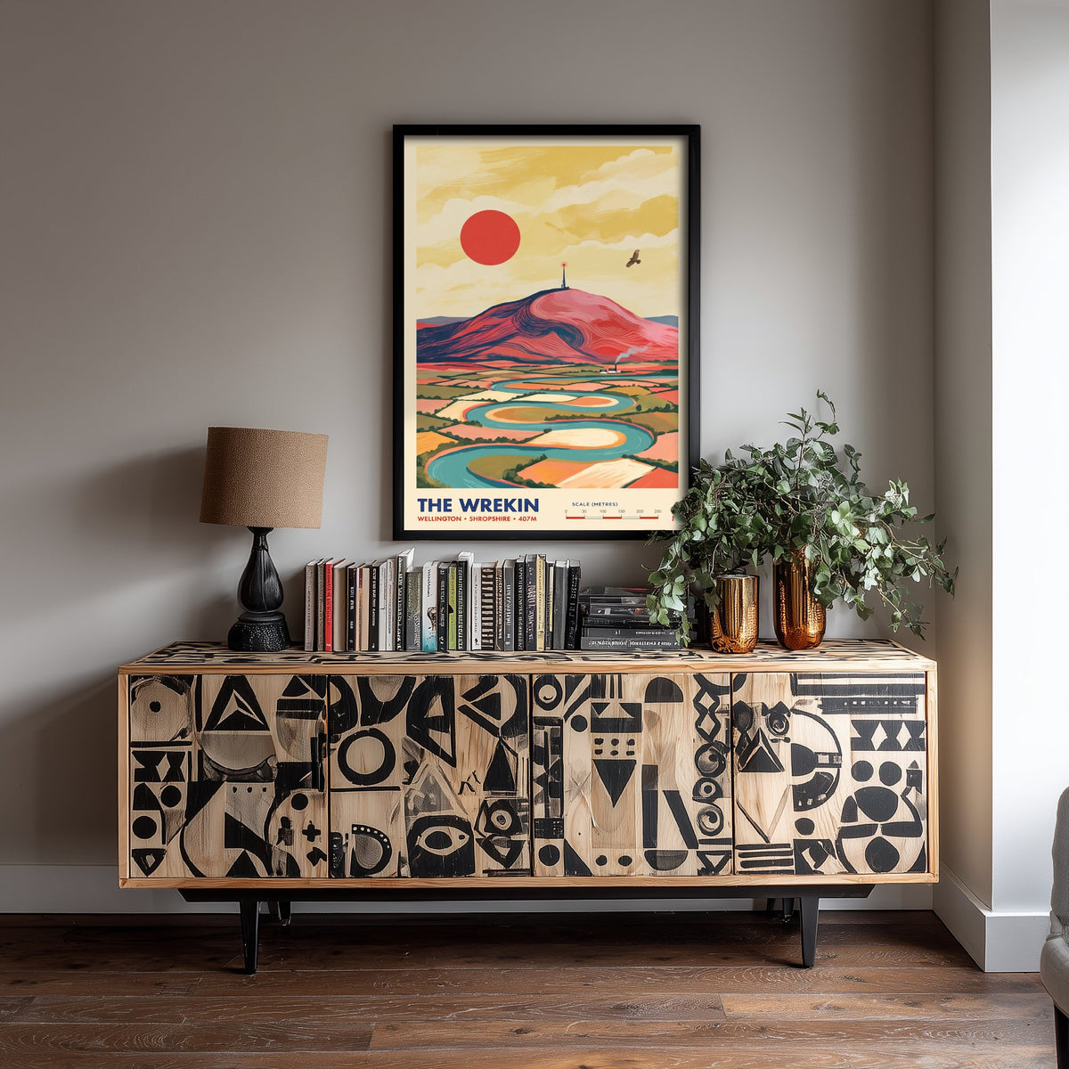 The Wrekin Travel Poster - River Severn Loops Illustration - Wellington Shropshire Art Print - Telford Hill 2/3