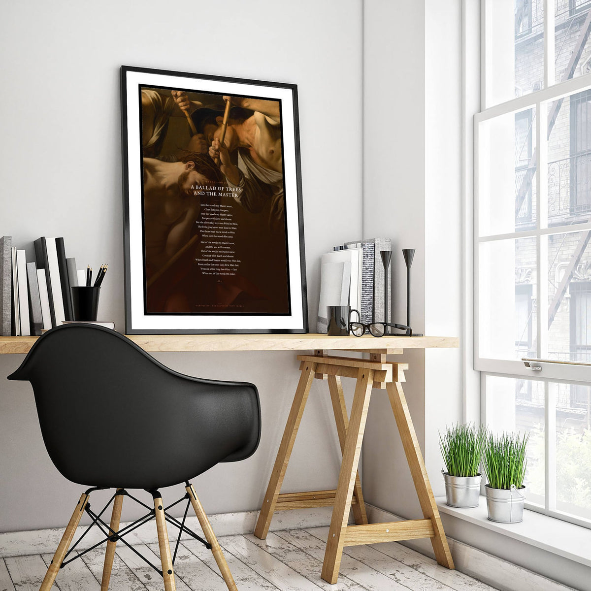 A Ballad of Trees and the Master by Sidney Lanier Art Print - Full Poem over Caravaggio Crowning with Thorns Painting - Easter Poster