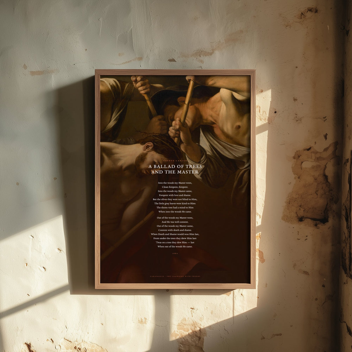 A Ballad of Trees and the Master by Sidney Lanier Art Print - Full Poem over Caravaggio Crowning with Thorns Painting - Easter Poster