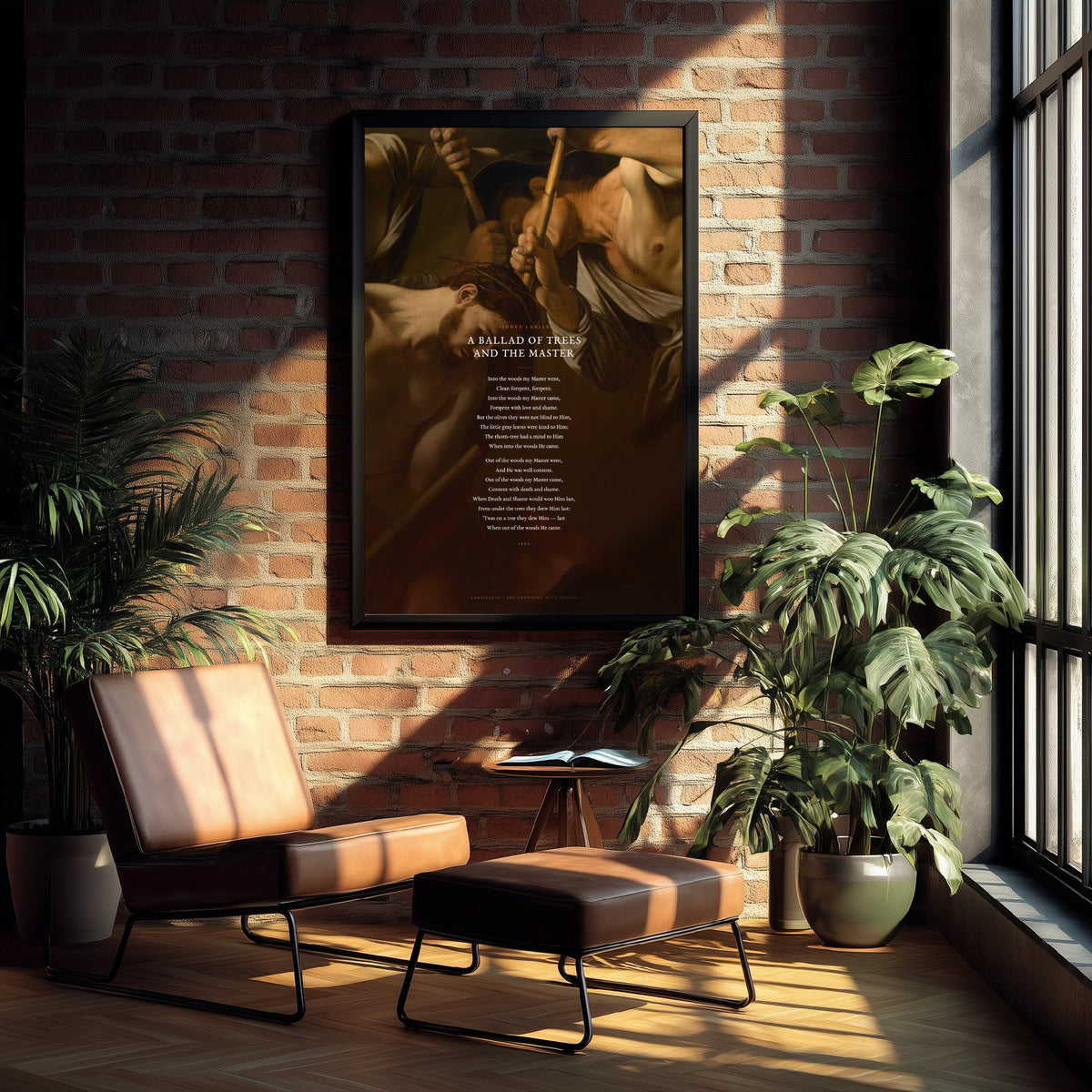 A Ballad of Trees and the Master by Sidney Lanier Art Print - Full Poem over Caravaggio Crowning with Thorns Painting - Easter Poster