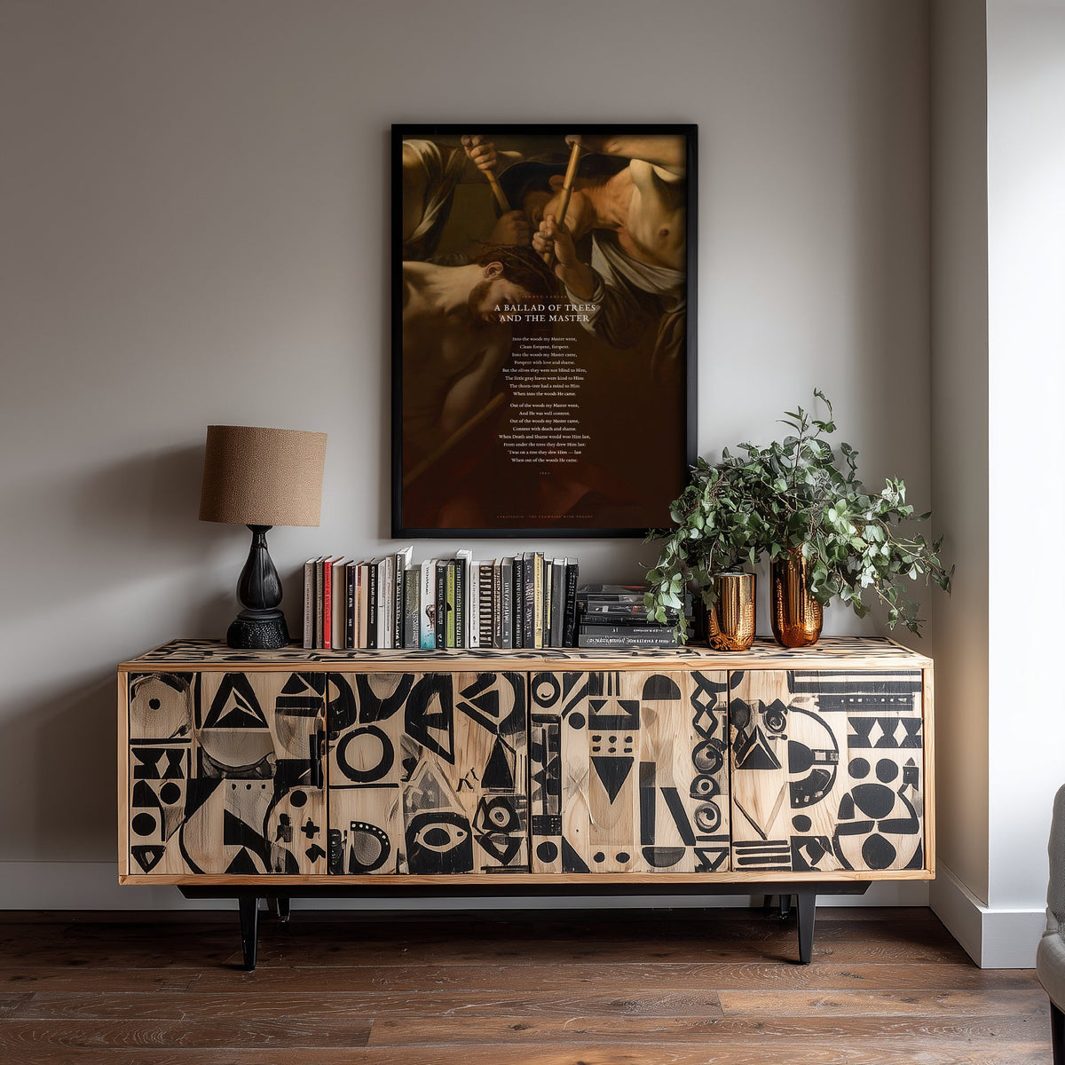 A Ballad of Trees and the Master by Sidney Lanier Art Print - Full Poem over Caravaggio Crowning with Thorns Painting - Easter Poster