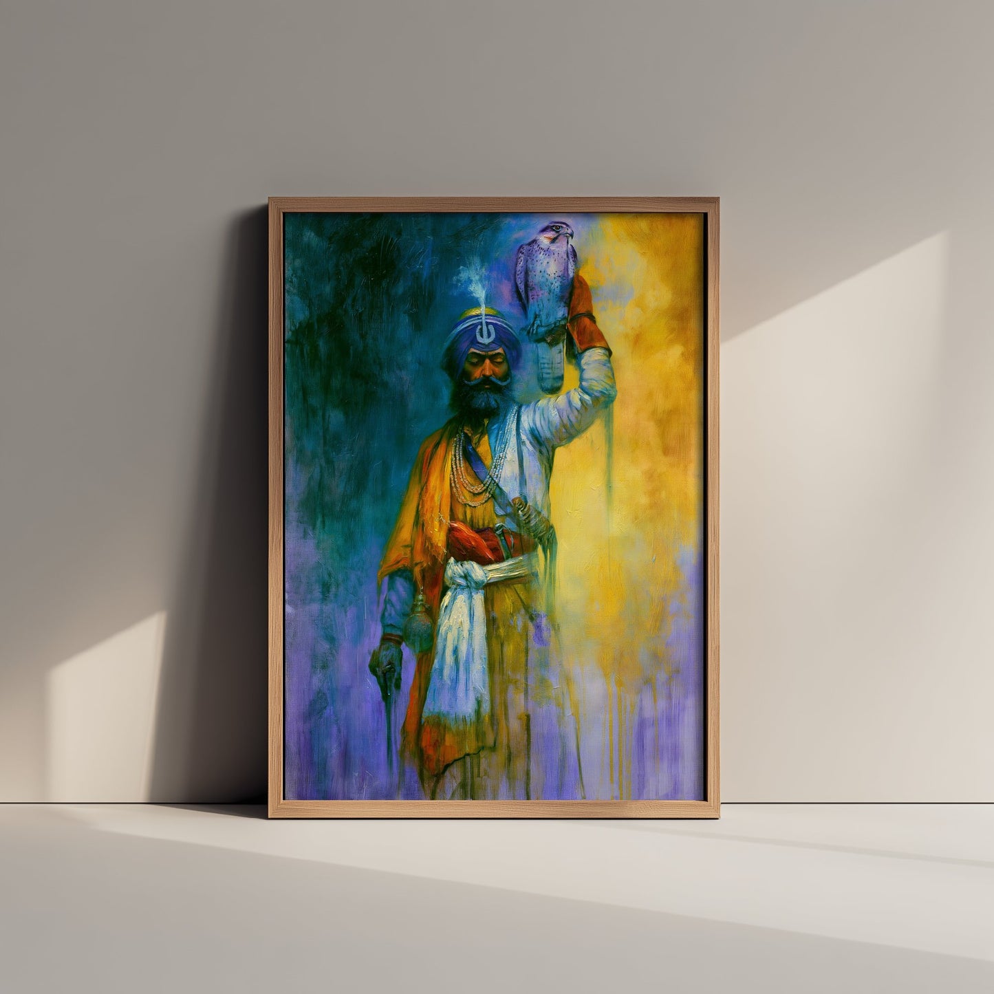 Sikh Warrior Art Print - Falcon Painting - Punjabi Falconry Poster