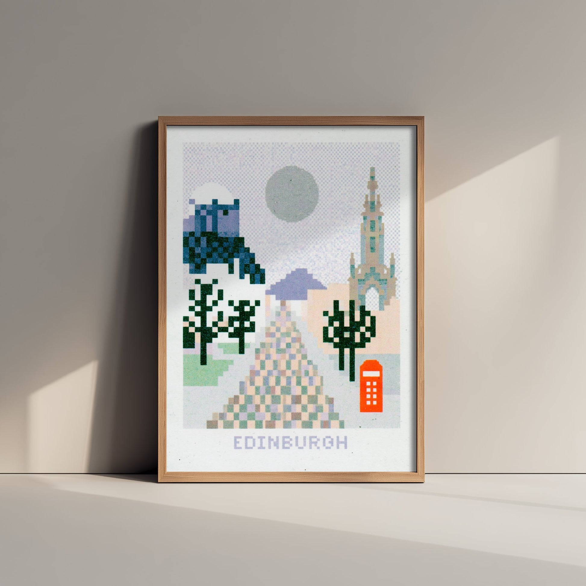 Edinburgh Scotland Travel Poster - Pixel Art Print - Castle Illustration - Retro Scottish Cityscape 2/3