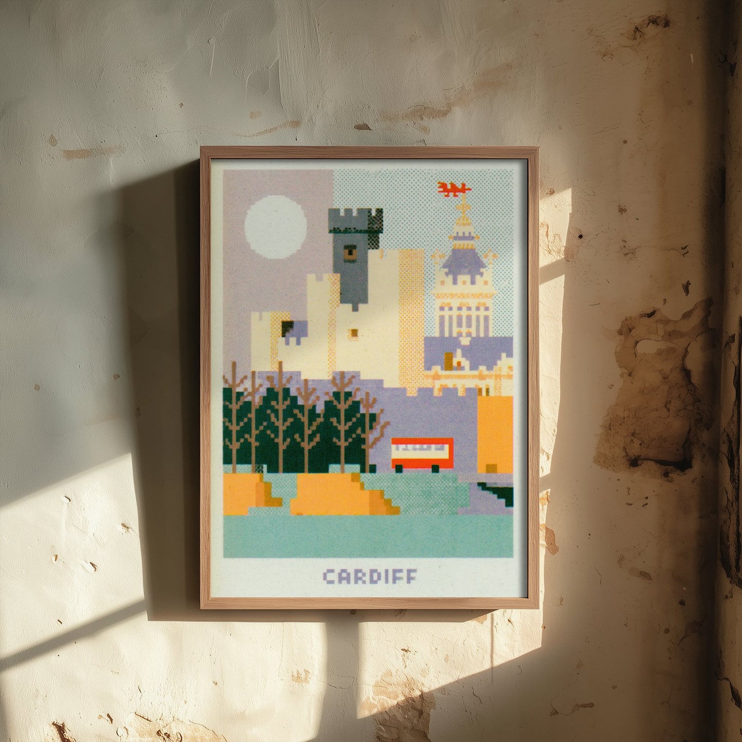 Cardiff Wales Travel Poster - Pixel Art City Print - Retro Pixel Illustration - Cardiff Castle City Hall 3/3