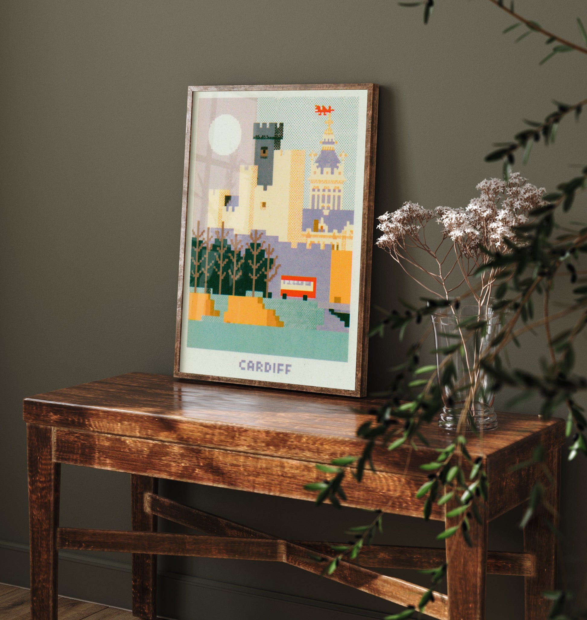 Cardiff Wales Travel Poster - Pixel Art City Print - Retro Pixel Illustration - Cardiff Castle City Hall 3/3
