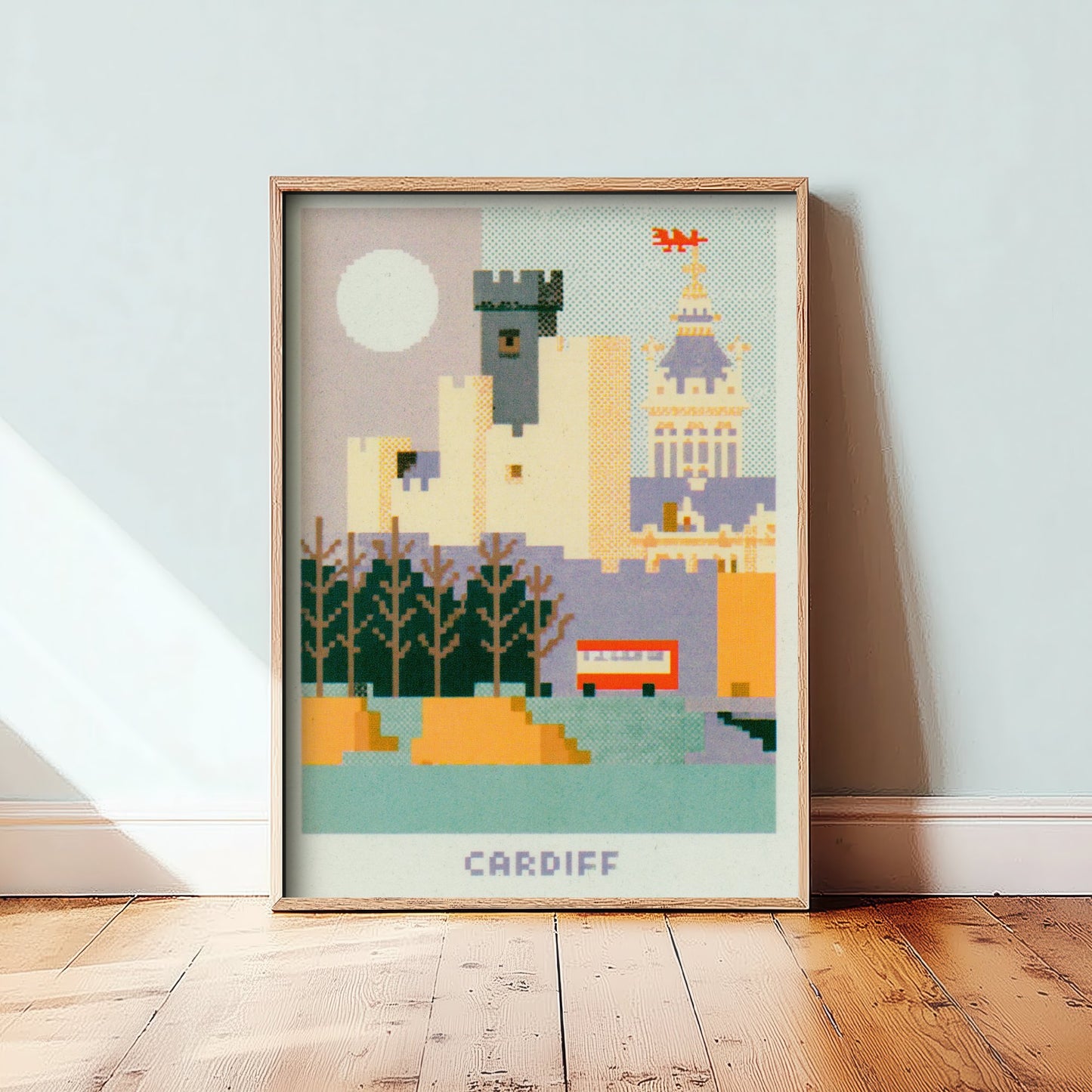 Cardiff Wales Travel Poster - Pixel Art City Print - Retro Pixel Illustration - Cardiff Castle City Hall 3/3