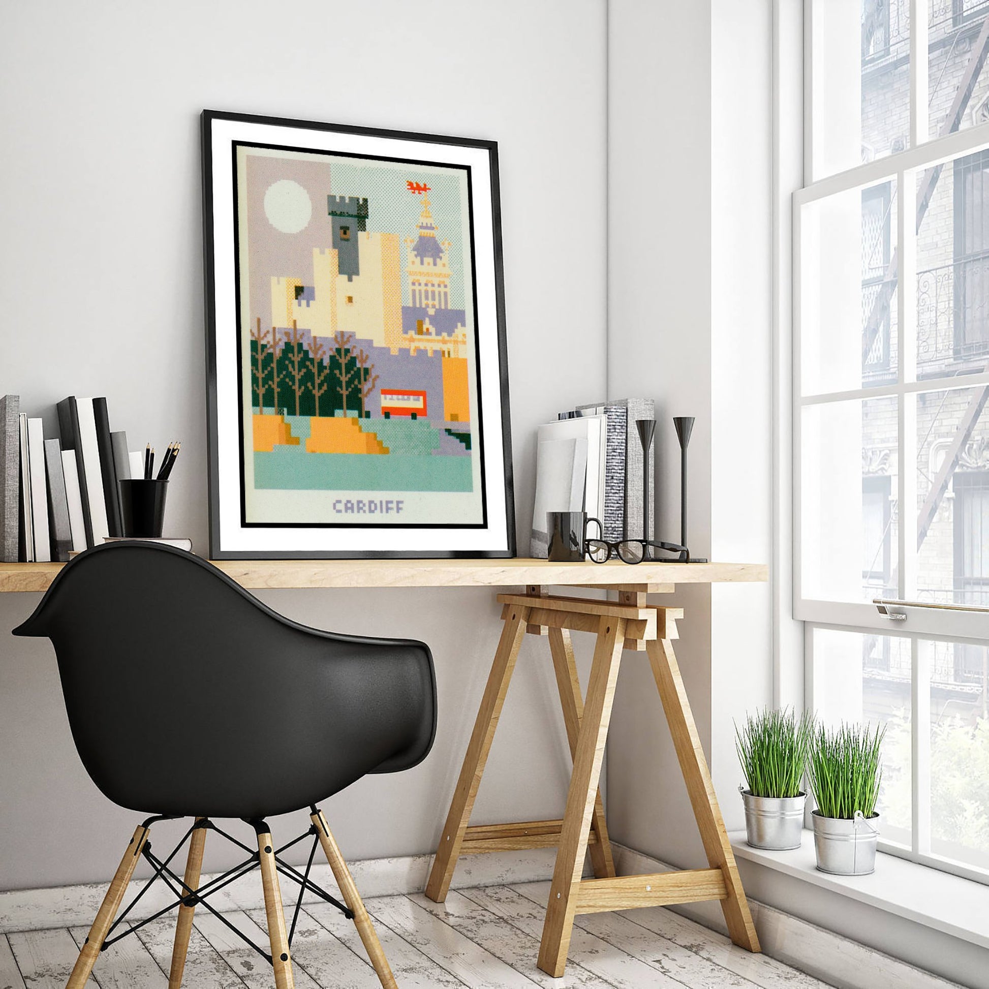 Cardiff Wales Travel Poster - Pixel Art City Print - Retro Pixel Illustration - Cardiff Castle City Hall 3/3