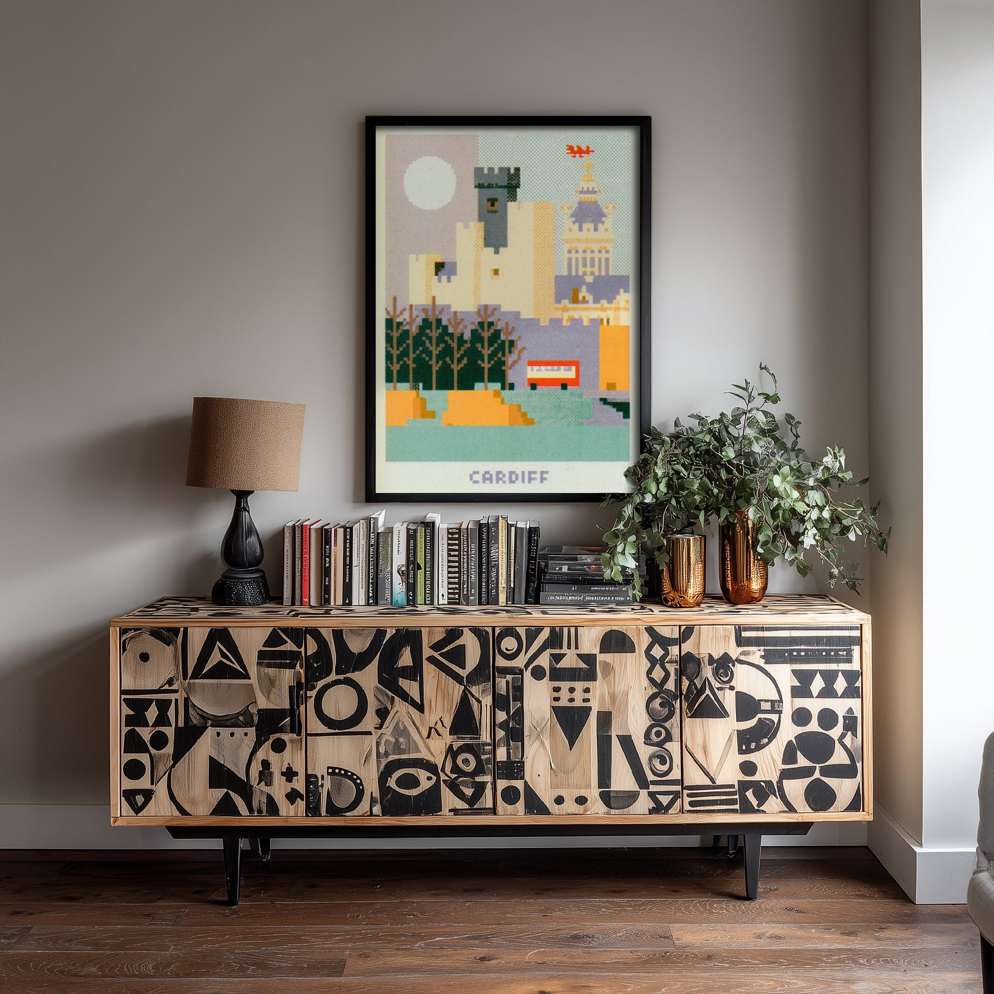 Cardiff Wales Travel Poster - Pixel Art City Print - Retro Pixel Illustration - Cardiff Castle City Hall 3/3