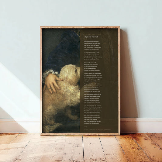 My Lute Awake by Sir Thomas Wyatt Art Print - Full Poem beside Titian Federico Gonzaga Painting - Tudor Love Poetry Poster