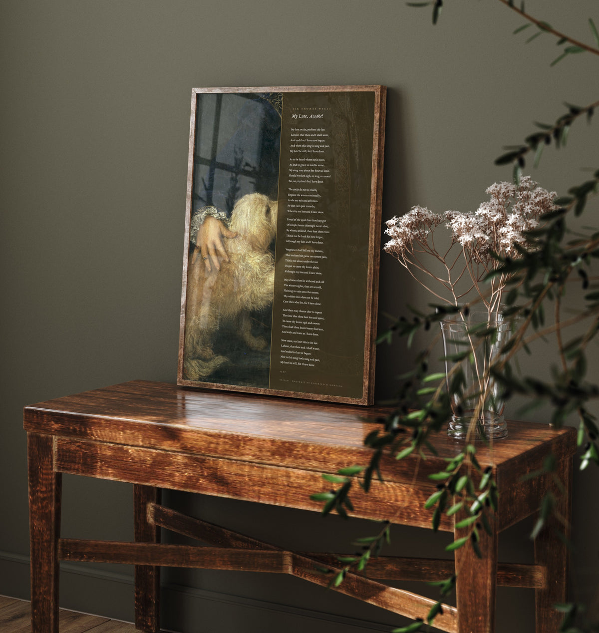 My Lute Awake by Sir Thomas Wyatt Art Print - Full Poem beside Titian Federico Gonzaga Painting - Tudor Love Poetry Poster