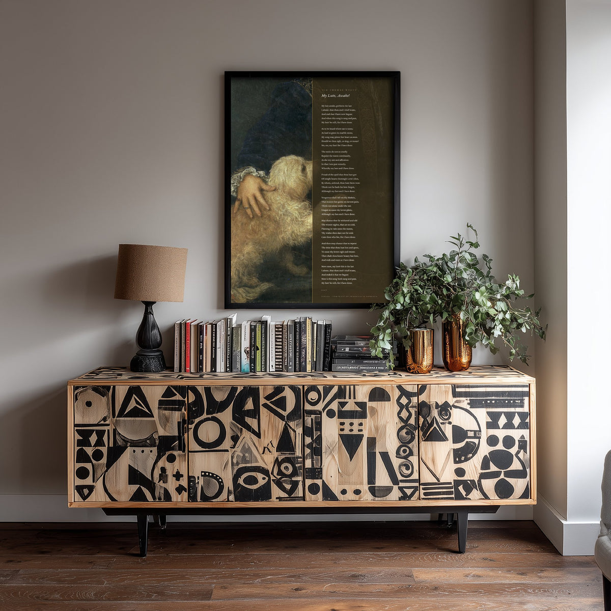 My Lute Awake by Sir Thomas Wyatt Art Print - Full Poem beside Titian Federico Gonzaga Painting - Tudor Love Poetry Poster