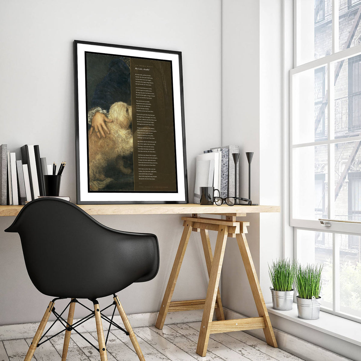 My Lute Awake by Sir Thomas Wyatt Art Print - Full Poem beside Titian Federico Gonzaga Painting - Tudor Love Poetry Poster