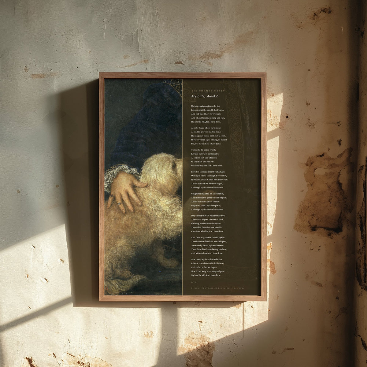 My Lute Awake by Sir Thomas Wyatt Art Print - Full Poem beside Titian Federico Gonzaga Painting - Tudor Love Poetry Poster