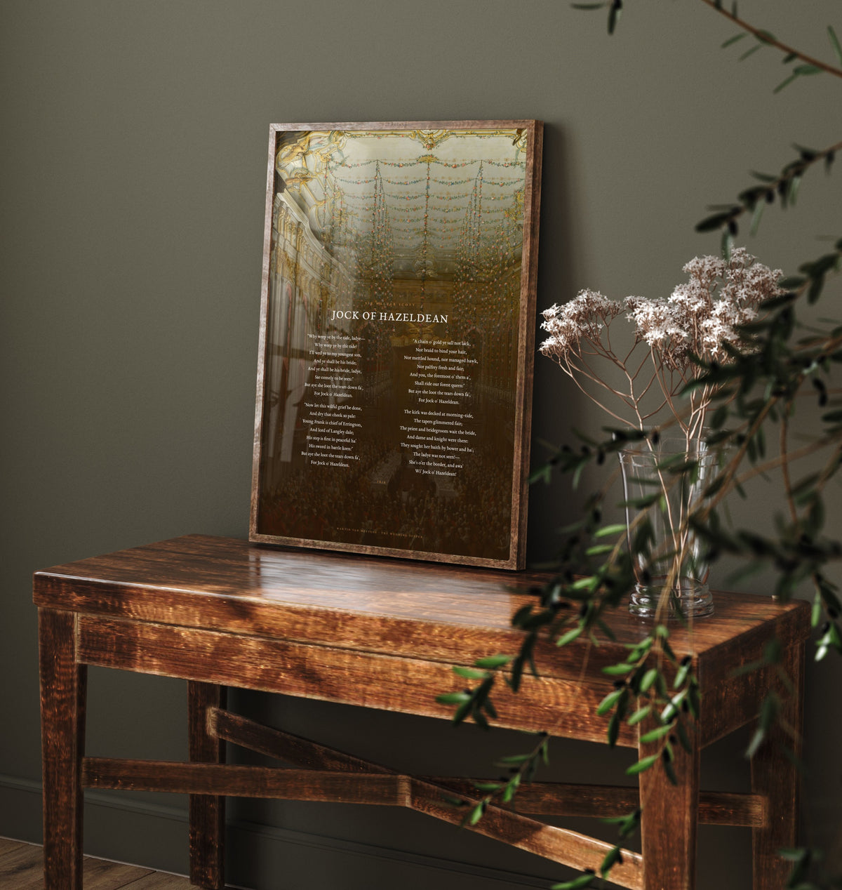 Jock of Hazeldean by Sir Walter Scott Art Print - Full Poem over The Wedding Supper Classic Painting - Scottish Ballad Poetry Poster