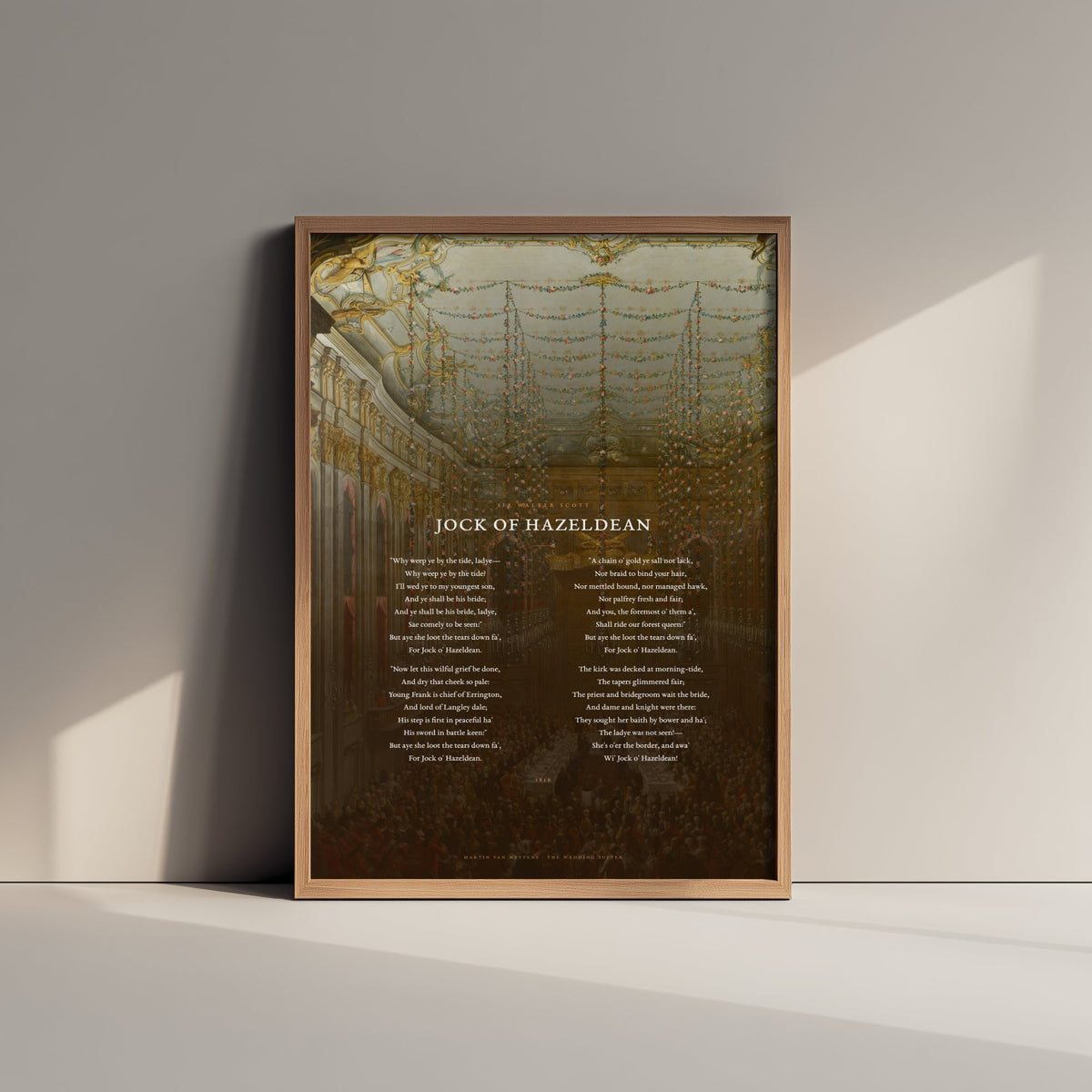 Jock of Hazeldean by Sir Walter Scott Art Print - Full Poem over The Wedding Supper Classic Painting - Scottish Ballad Poetry Poster