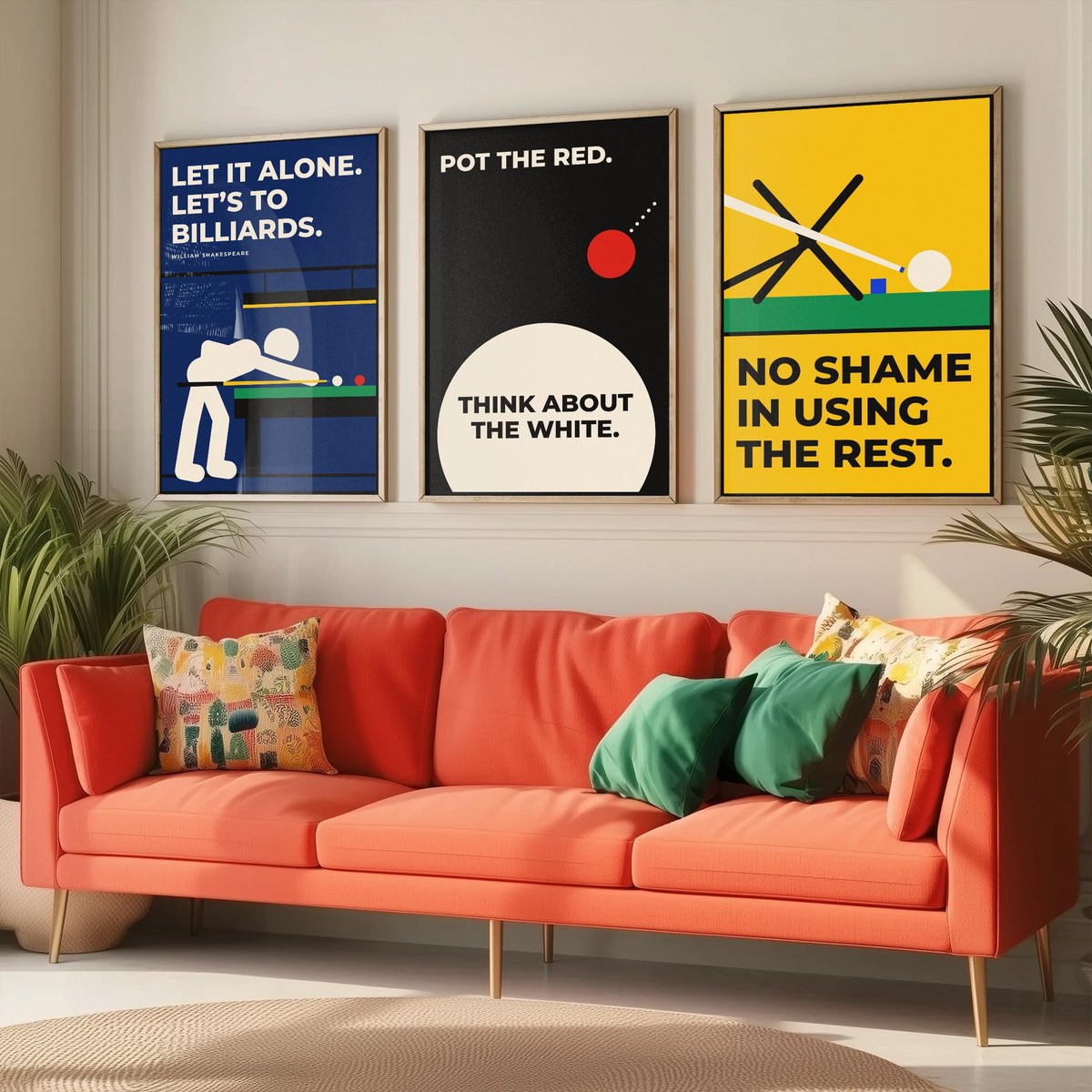 Snooker Quotes Set of Three Art Prints - 3 Bauhaus Cue Sports Posters - Minimalist Game Room Wall Art Illustration V1