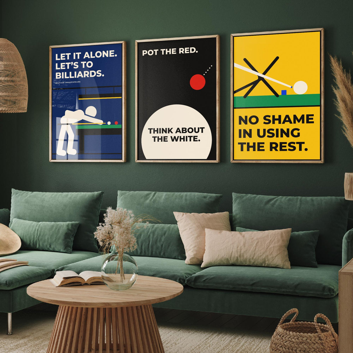 Snooker Quotes Set of Three Art Prints - 3 Bauhaus Cue Sports Posters - Minimalist Game Room Wall Art Illustration V1