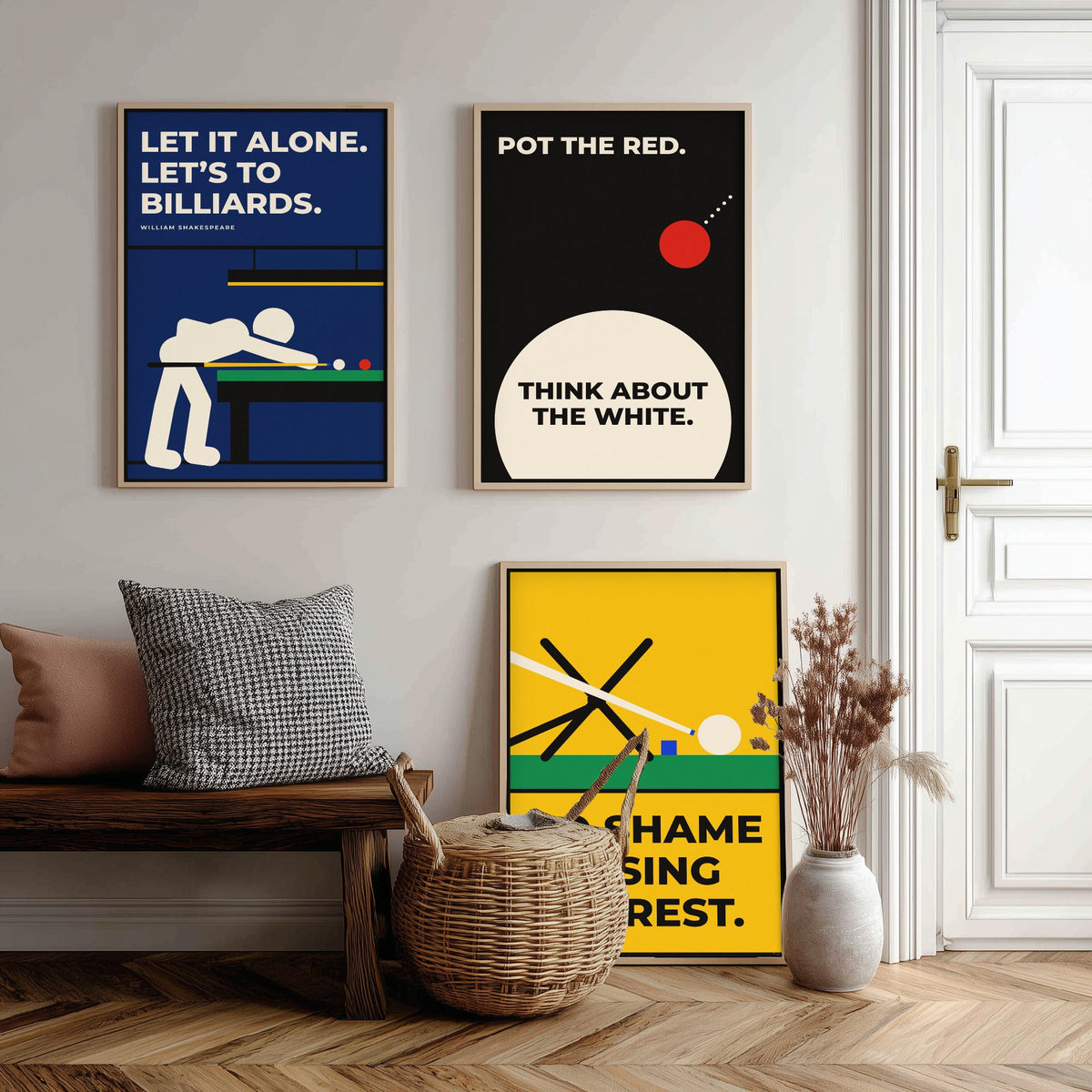 Snooker Quotes Set of Three Art Prints - 3 Bauhaus Cue Sports Posters - Minimalist Game Room Wall Art Illustration V1