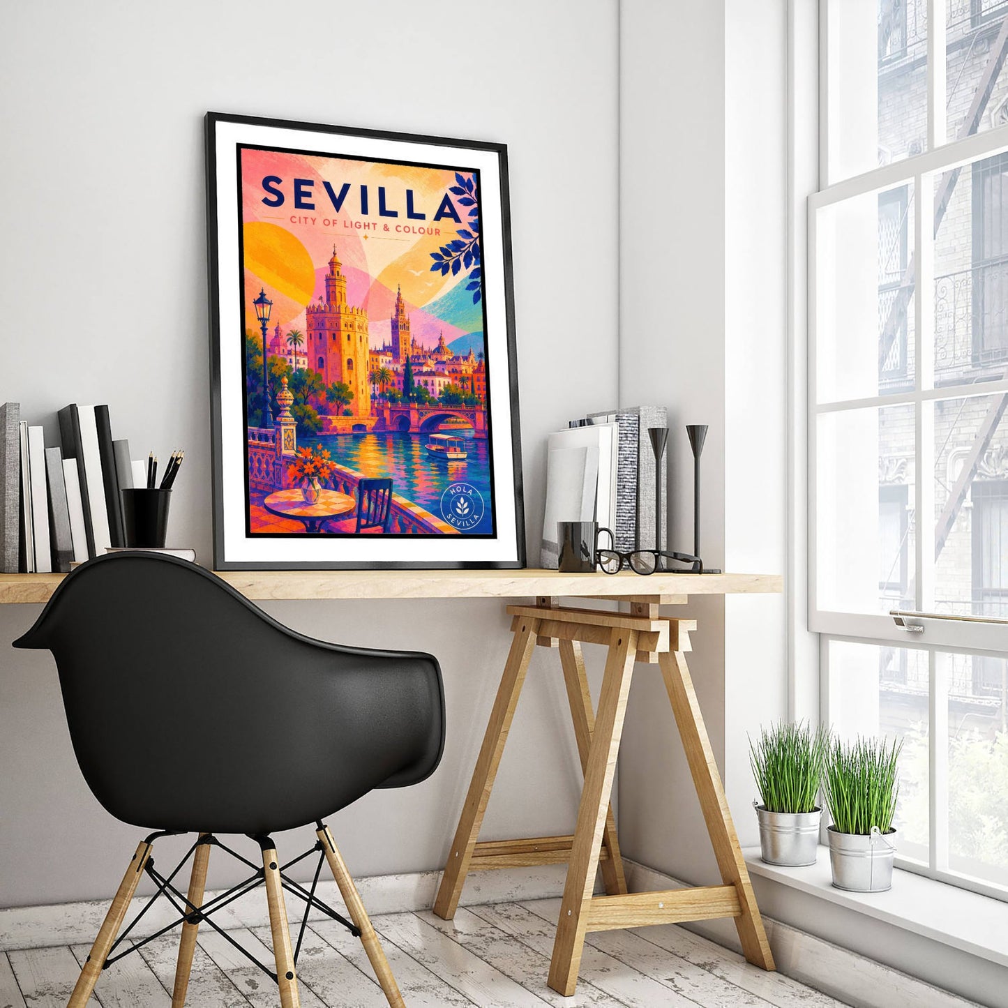 Sevilla Spain Travel Poster - Vibrant Art Print - Giralda Tower Illustration - Seville City of Colour 3/3