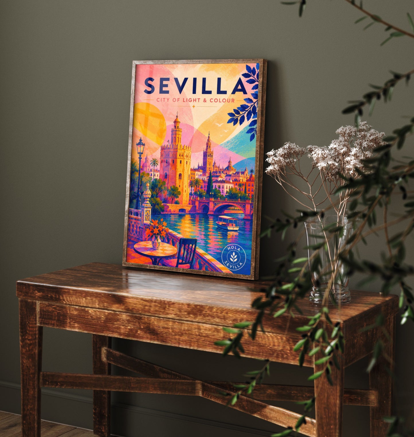 Sevilla Spain Travel Poster - Vibrant Art Print - Giralda Tower Illustration - Seville City of Colour 3/3