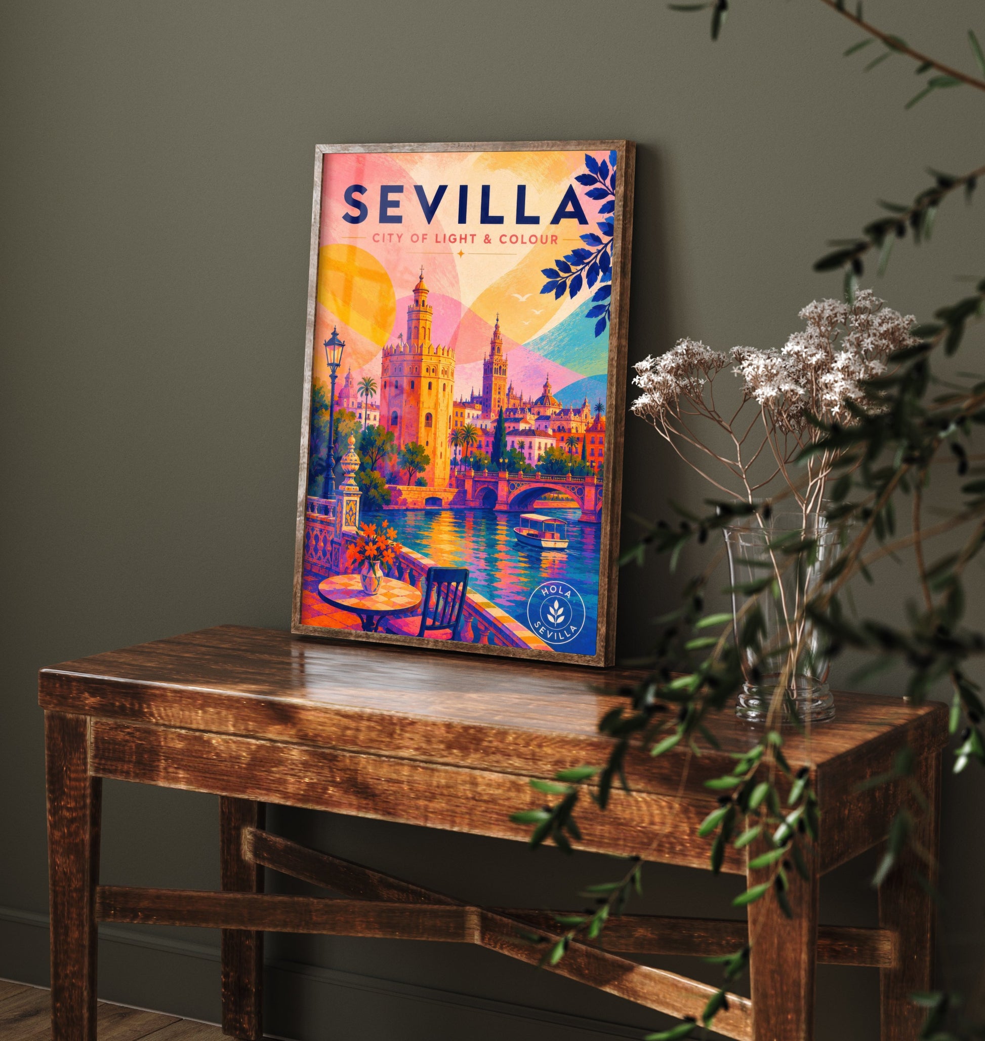 Sevilla Spain Travel Poster - Vibrant Art Print - Giralda Tower Illustration - Seville City of Colour 3/3