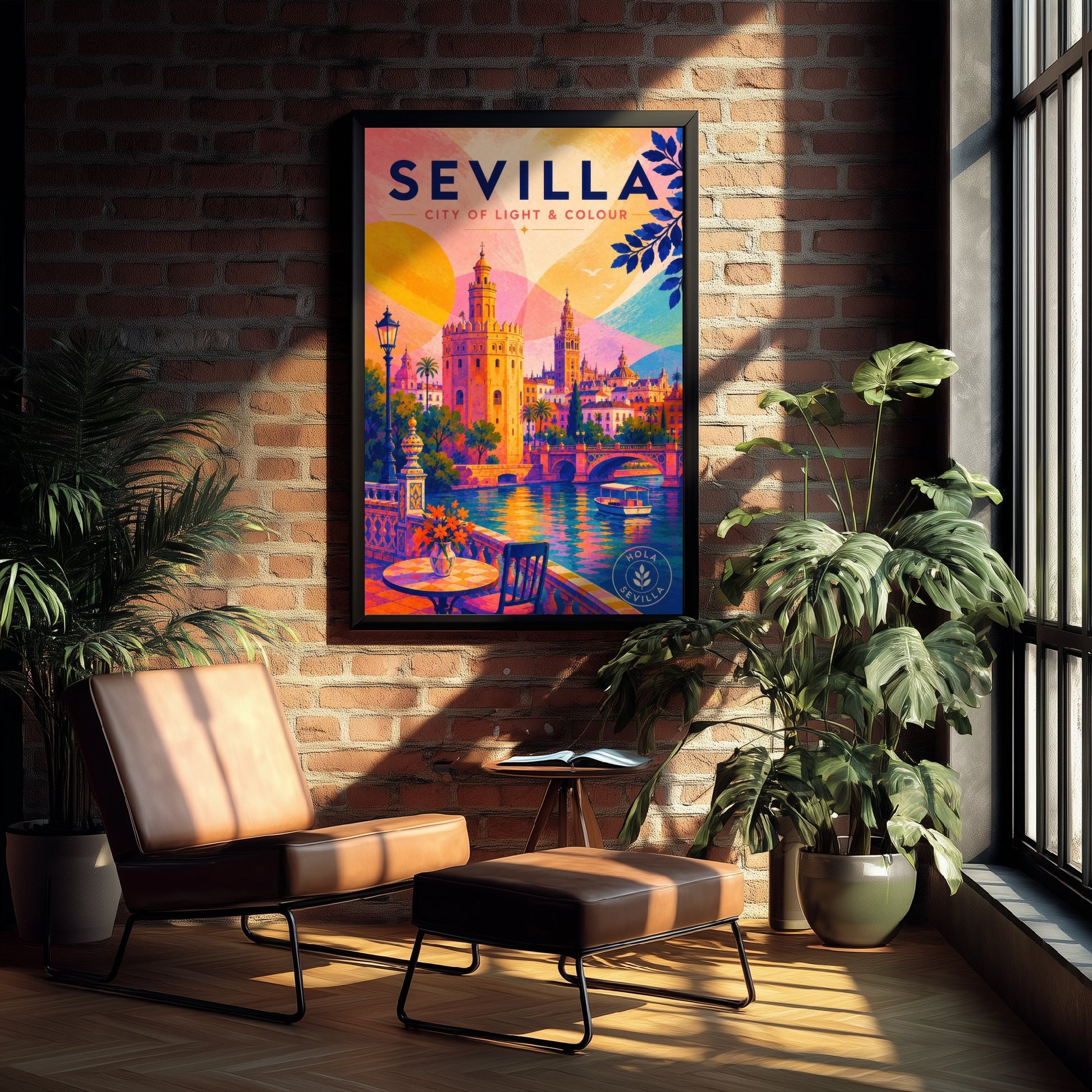 Sevilla Spain Travel Poster - Vibrant Art Print - Giralda Tower Illustration - Seville City of Colour 3/3