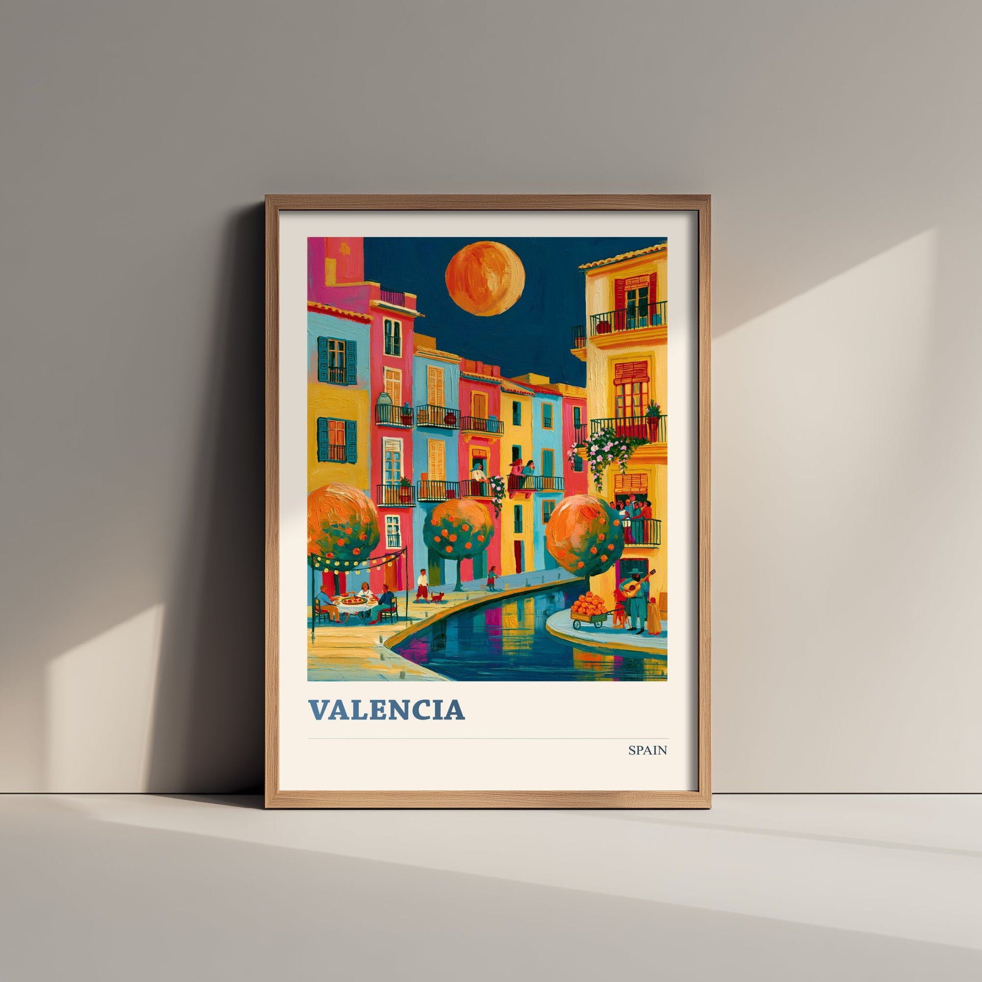 Valencia Spain Travel Poster - Art Print - Colourful City Illustration - Orange Trees Wall Art V2 2/3