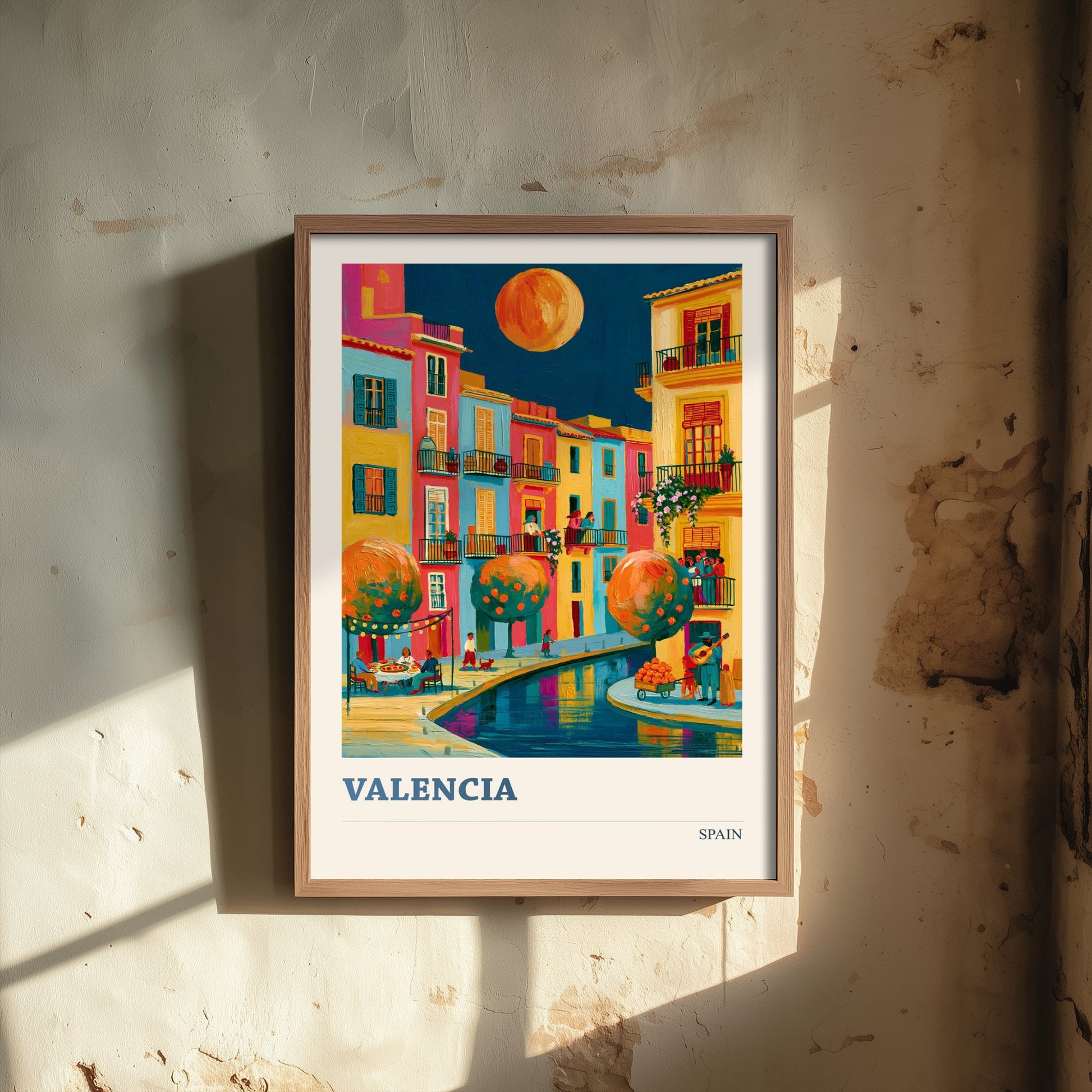 Valencia Spain Travel Poster - Art Print - Colourful City Illustration - Orange Trees Wall Art V2 2/3