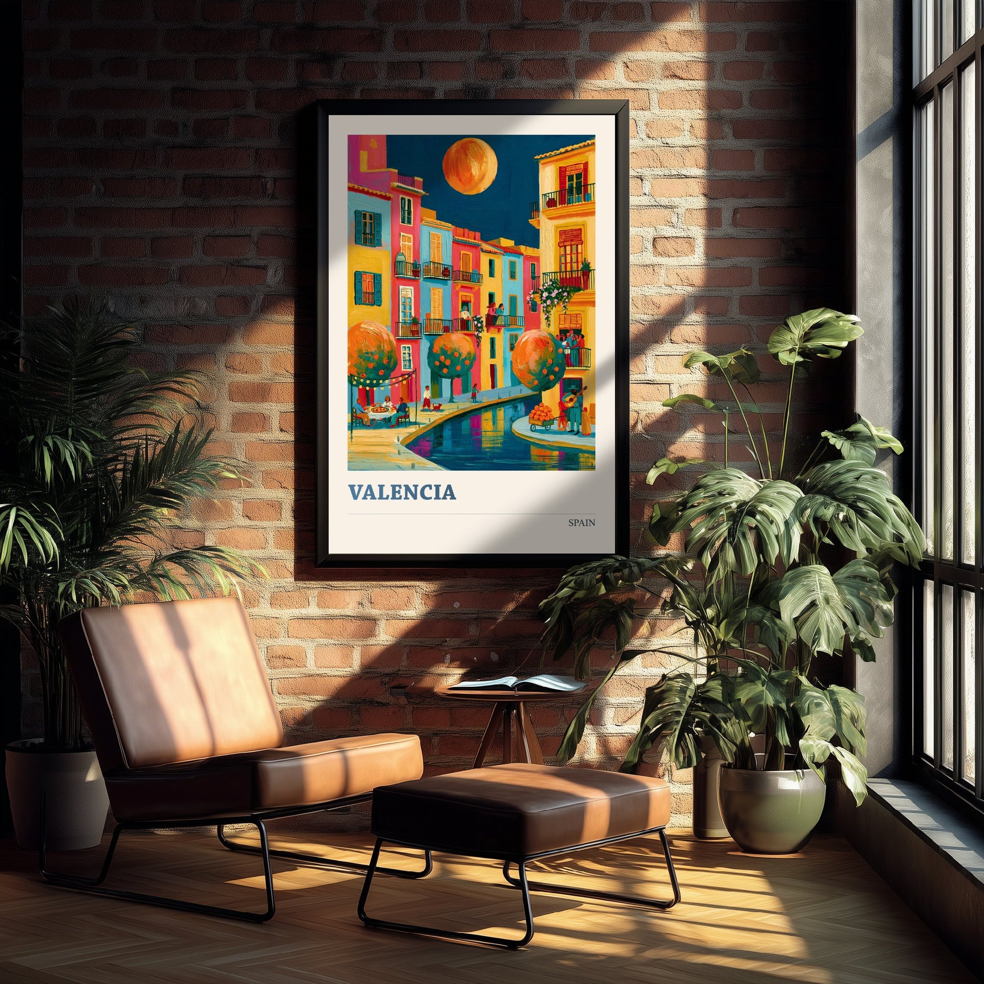 Valencia Spain Travel Poster - Art Print - Colourful City Illustration - Orange Trees Wall Art V2 2/3