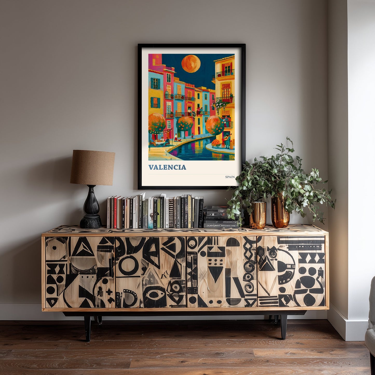 Valencia Spain Travel Poster - Art Print - Colourful City Illustration - Orange Trees Wall Art V2 2/3