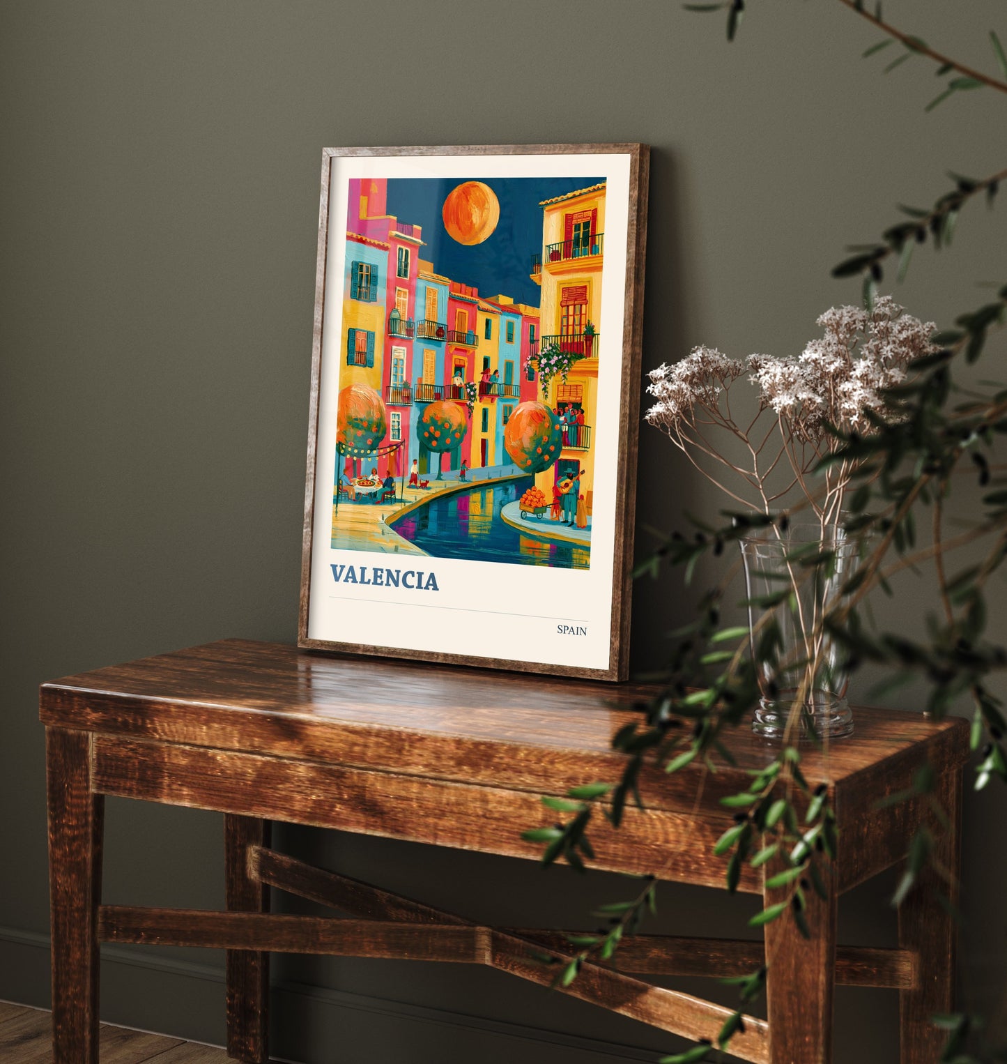 Valencia Spain Travel Poster - Art Print - Colourful City Illustration - Orange Trees Wall Art V2 2/3