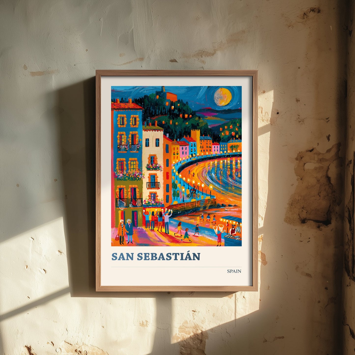 San Sebastian Spain Travel Poster - Art Print - Coastal City Illustration - Beach Bay Wall Art V2 3/3