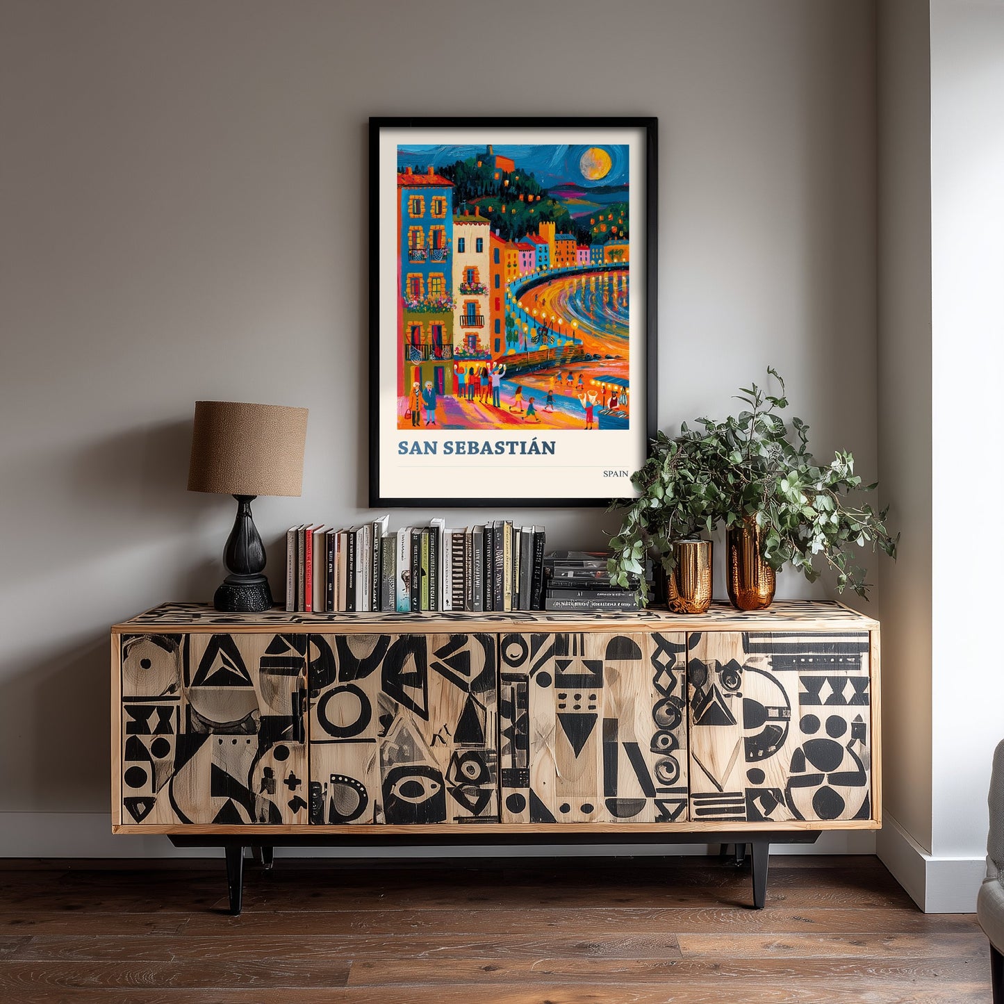 San Sebastian Spain Travel Poster - Art Print - Coastal City Illustration - Beach Bay Wall Art V2 3/3