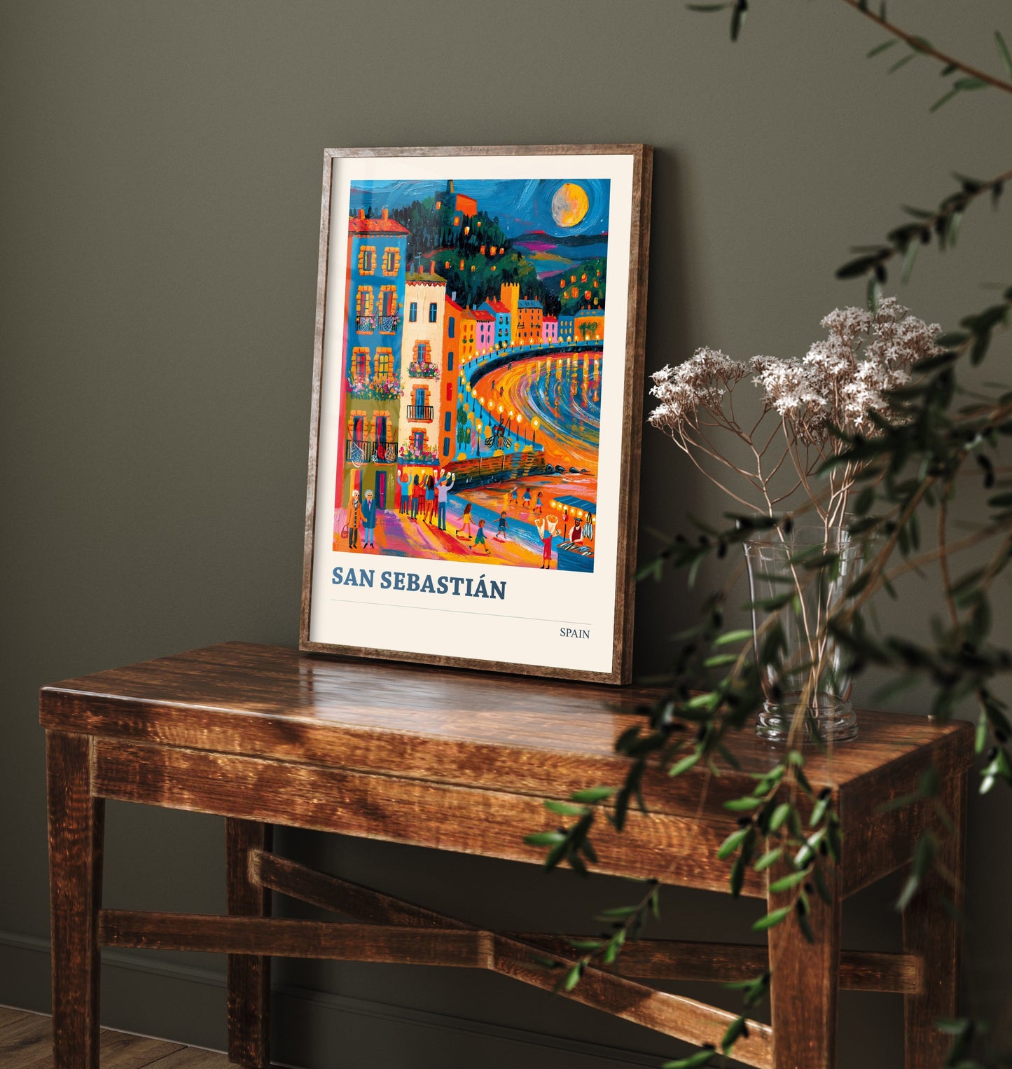 San Sebastian Spain Travel Poster - Art Print - Coastal City Illustration - Beach Bay Wall Art V2 3/3
