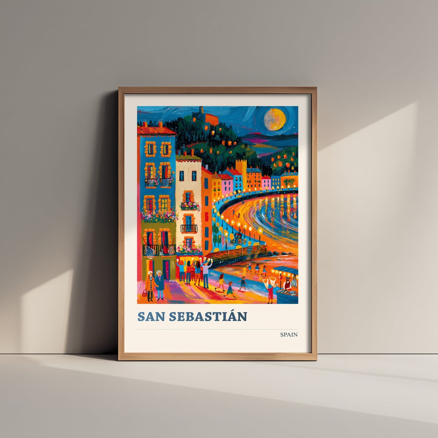San Sebastian Spain Travel Poster - Art Print - Coastal City Illustration - Beach Bay Wall Art V2 3/3