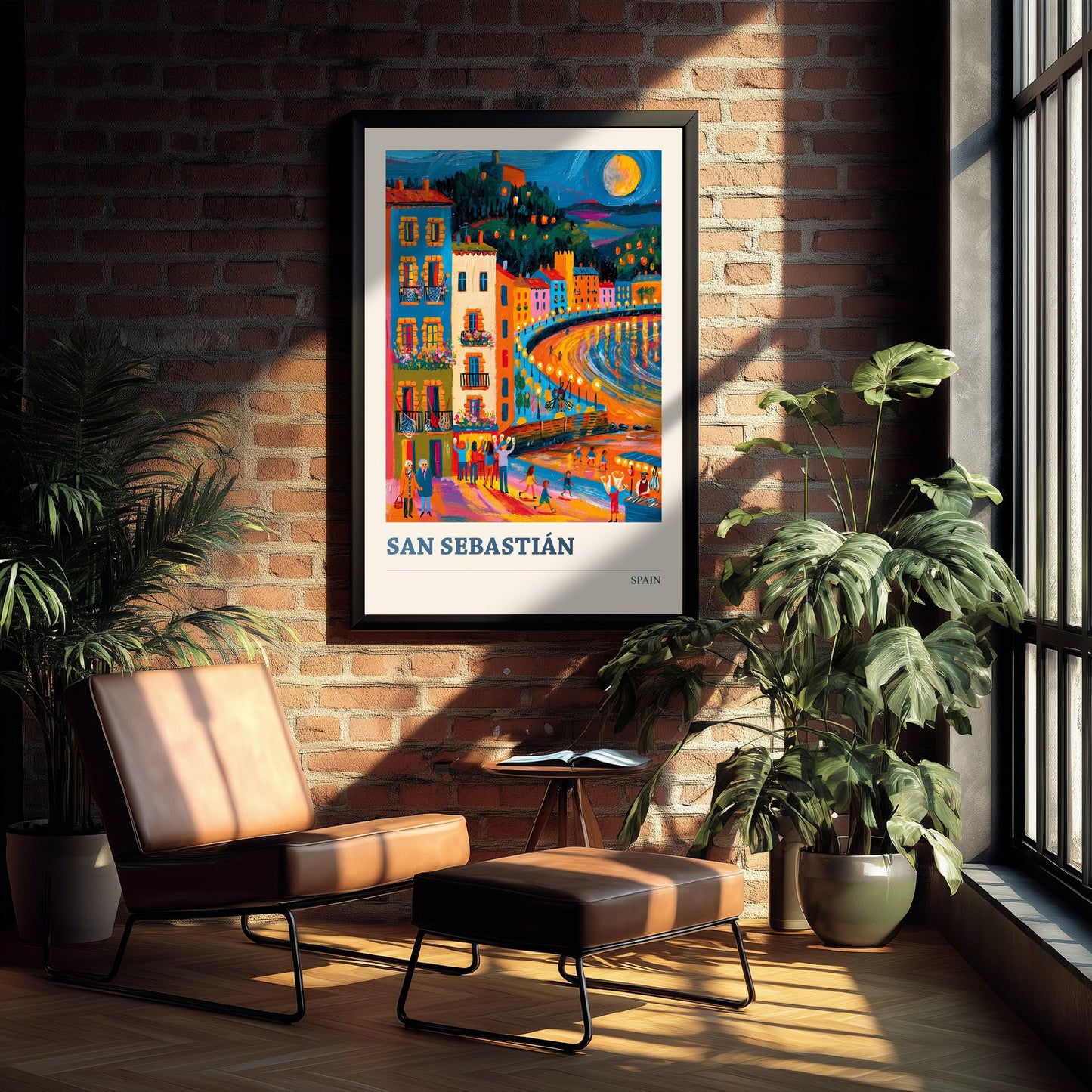 San Sebastian Spain Travel Poster - Art Print - Coastal City Illustration - Beach Bay Wall Art V2 3/3