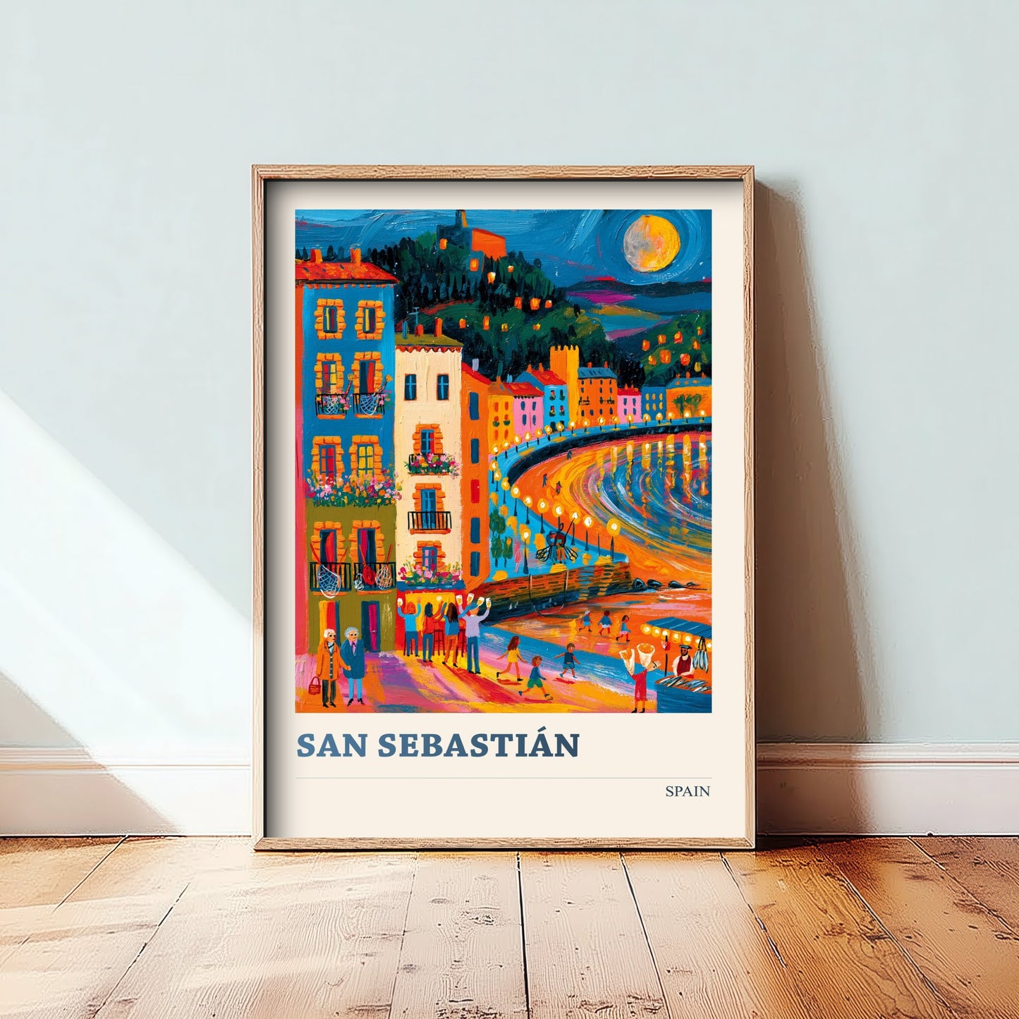 San Sebastian Spain Travel Poster - Art Print - Coastal City Illustration - Beach Bay Wall Art V2 3/3