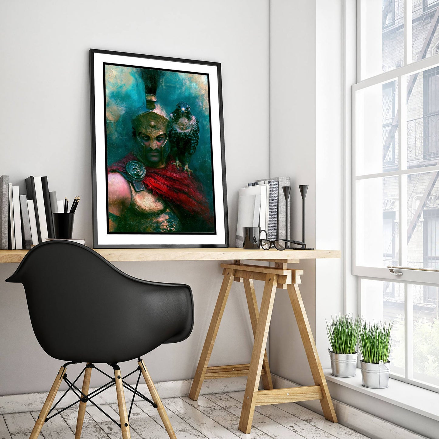 Spartan Warrior Art Print - Hawk Painting - Ancient Greek Poster
