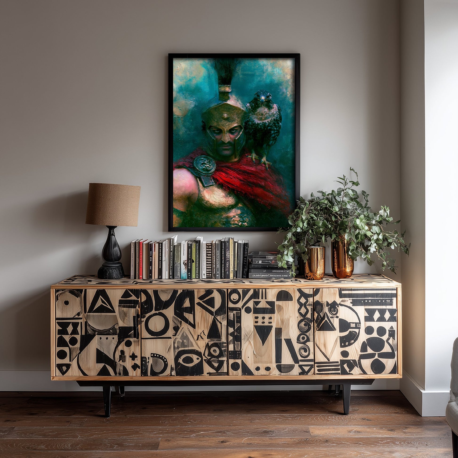 Spartan Warrior Art Print - Hawk Painting - Ancient Greek Poster